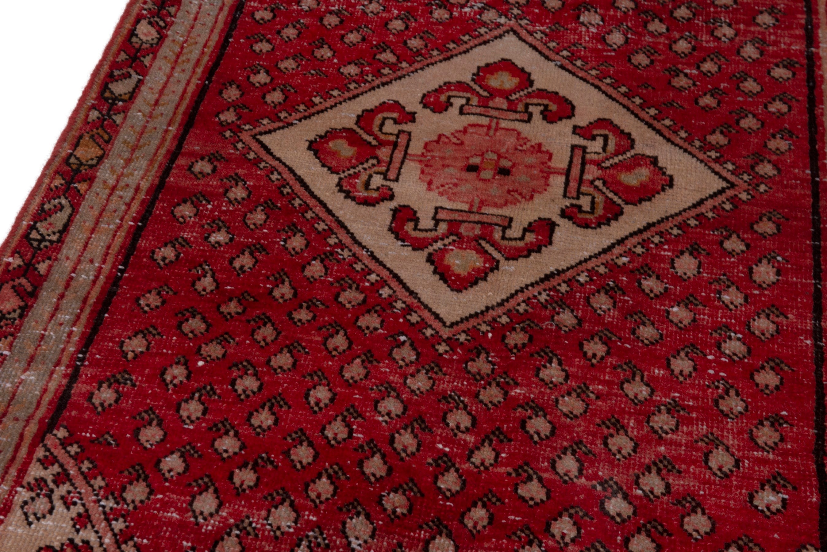 Persian Botteh accent rug in deep red and burgundy, view 9 of 17