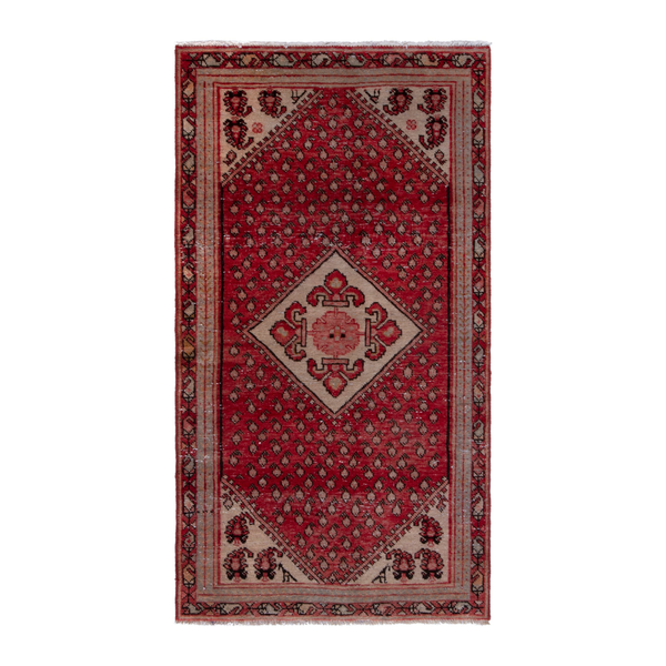 Persian Botteh accent rug in deep red and burgundy, 2'10" x 5'6"