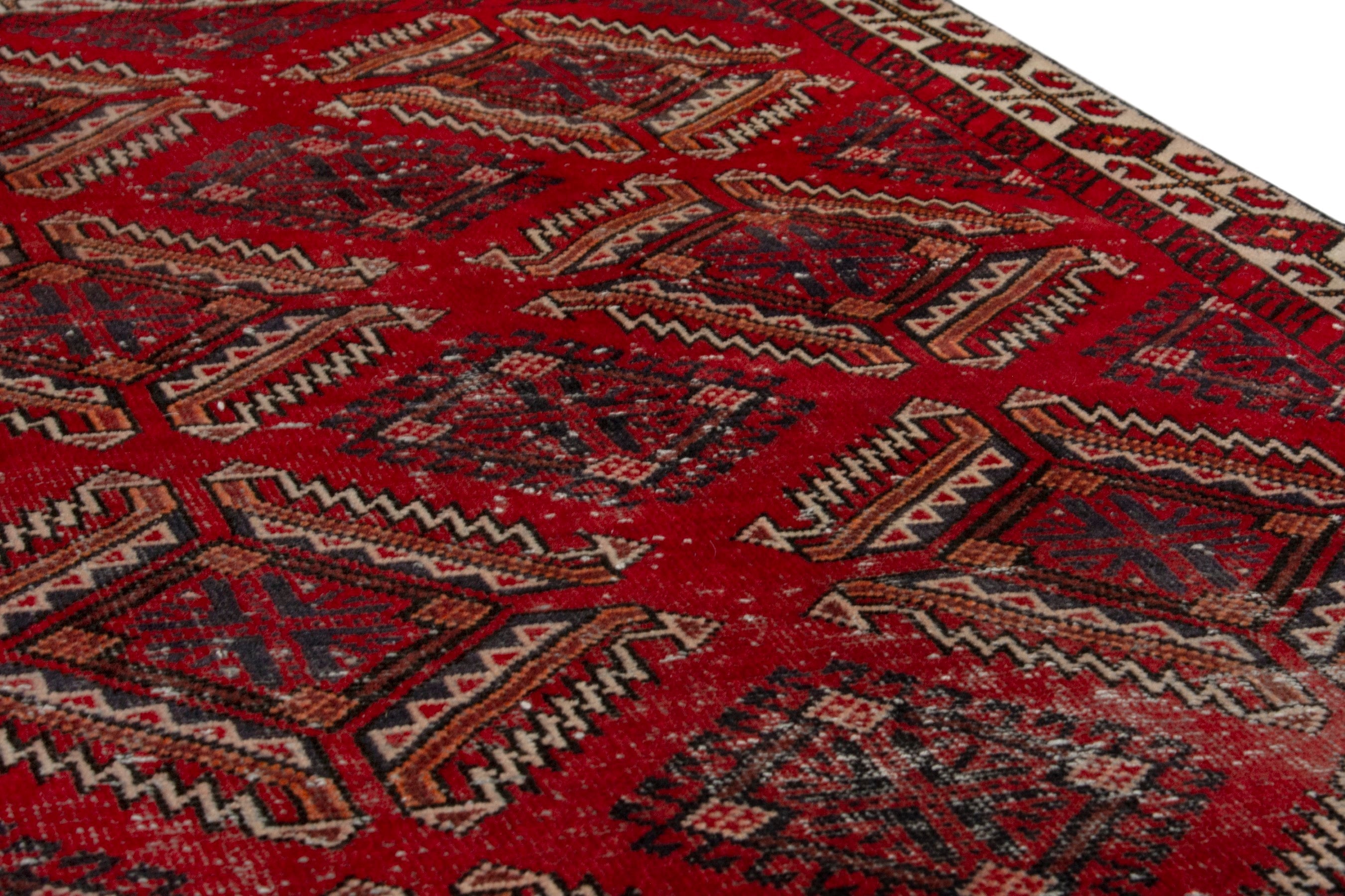 Persian Ferdos accent rug in deep red and cream, view 10 of 17