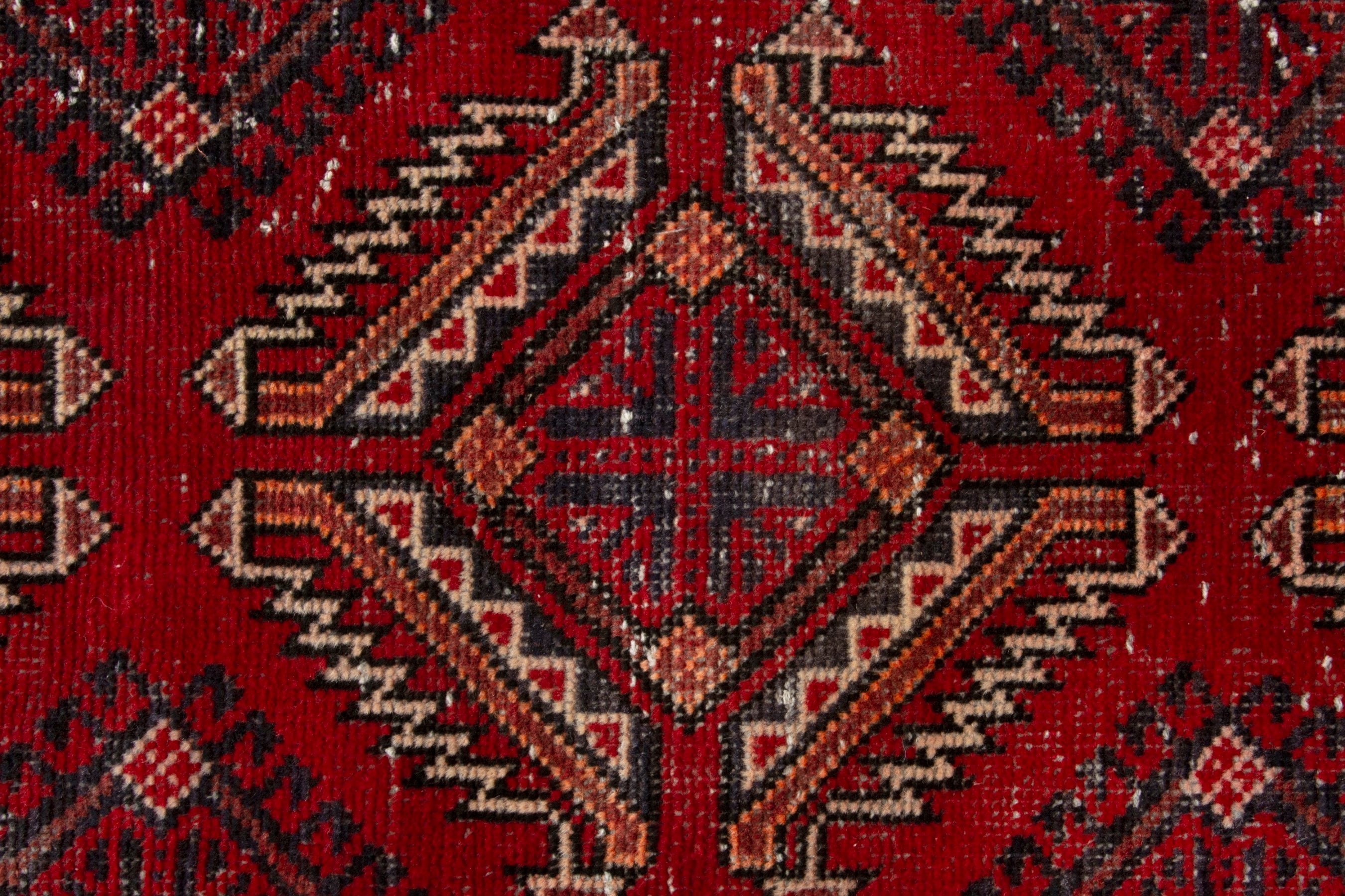 Persian Ferdos accent rug in deep red and cream, view 12 of 17