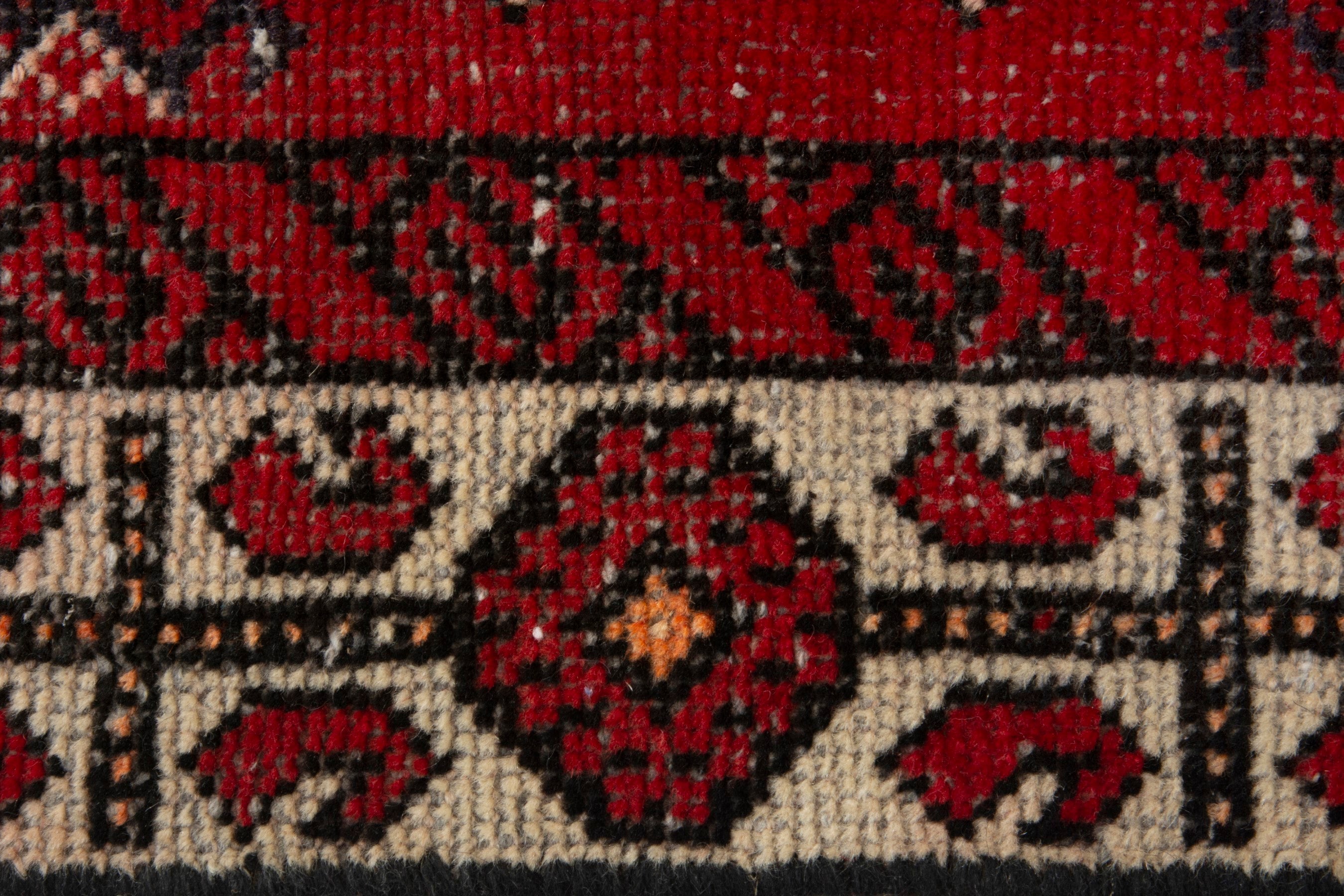 Persian Ferdos accent rug in deep red and cream, view 13 of 17