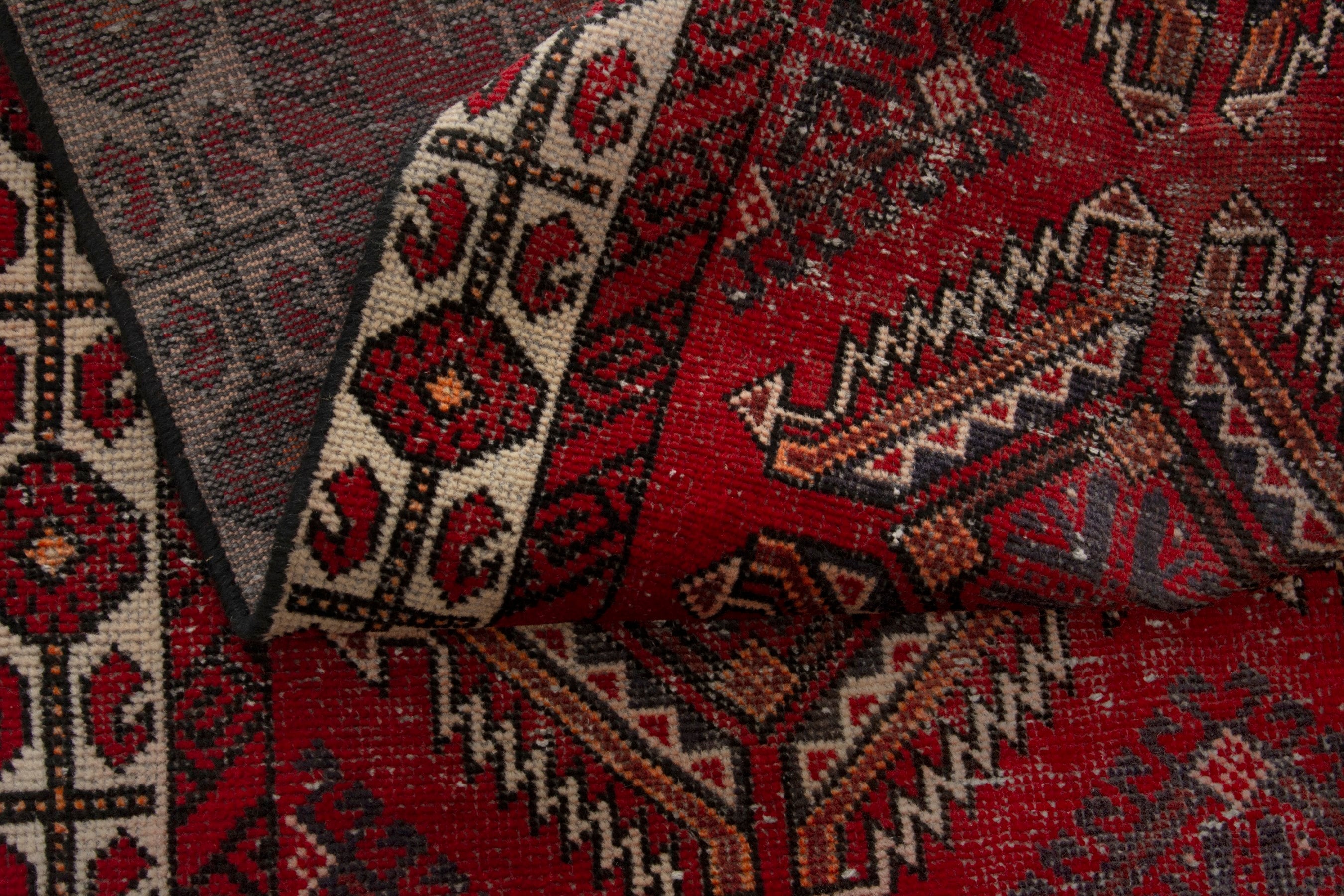 Persian Ferdos accent rug in deep red and cream, view 15 of 17