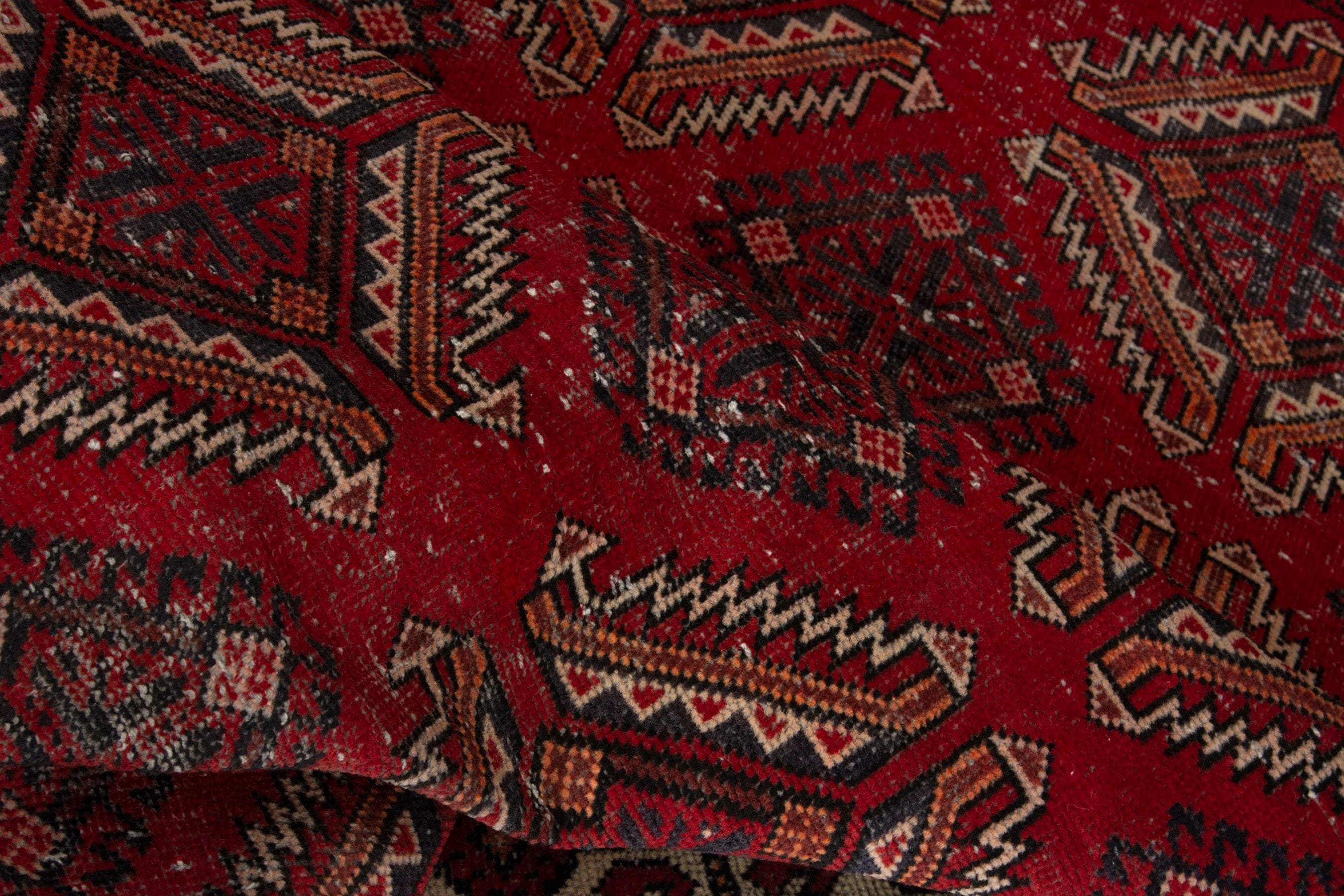 Persian Ferdos accent rug in deep red and cream, view 16 of 17