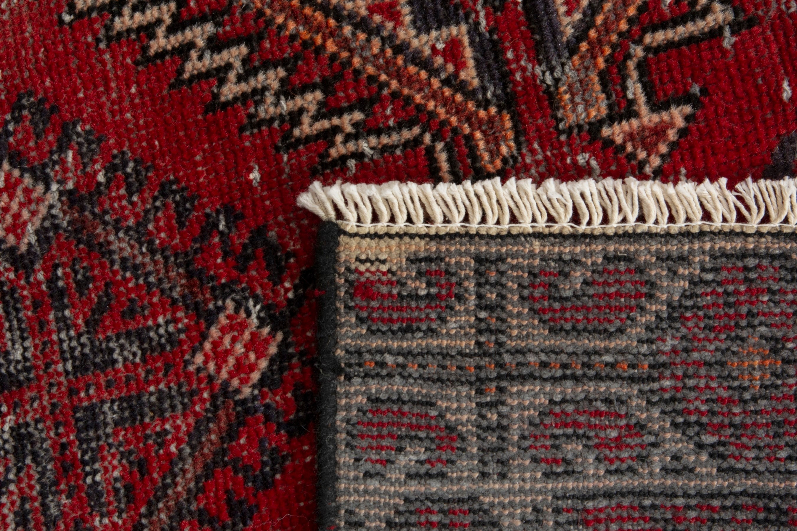 Persian Ferdos accent rug in deep red and cream, view 17 of 17