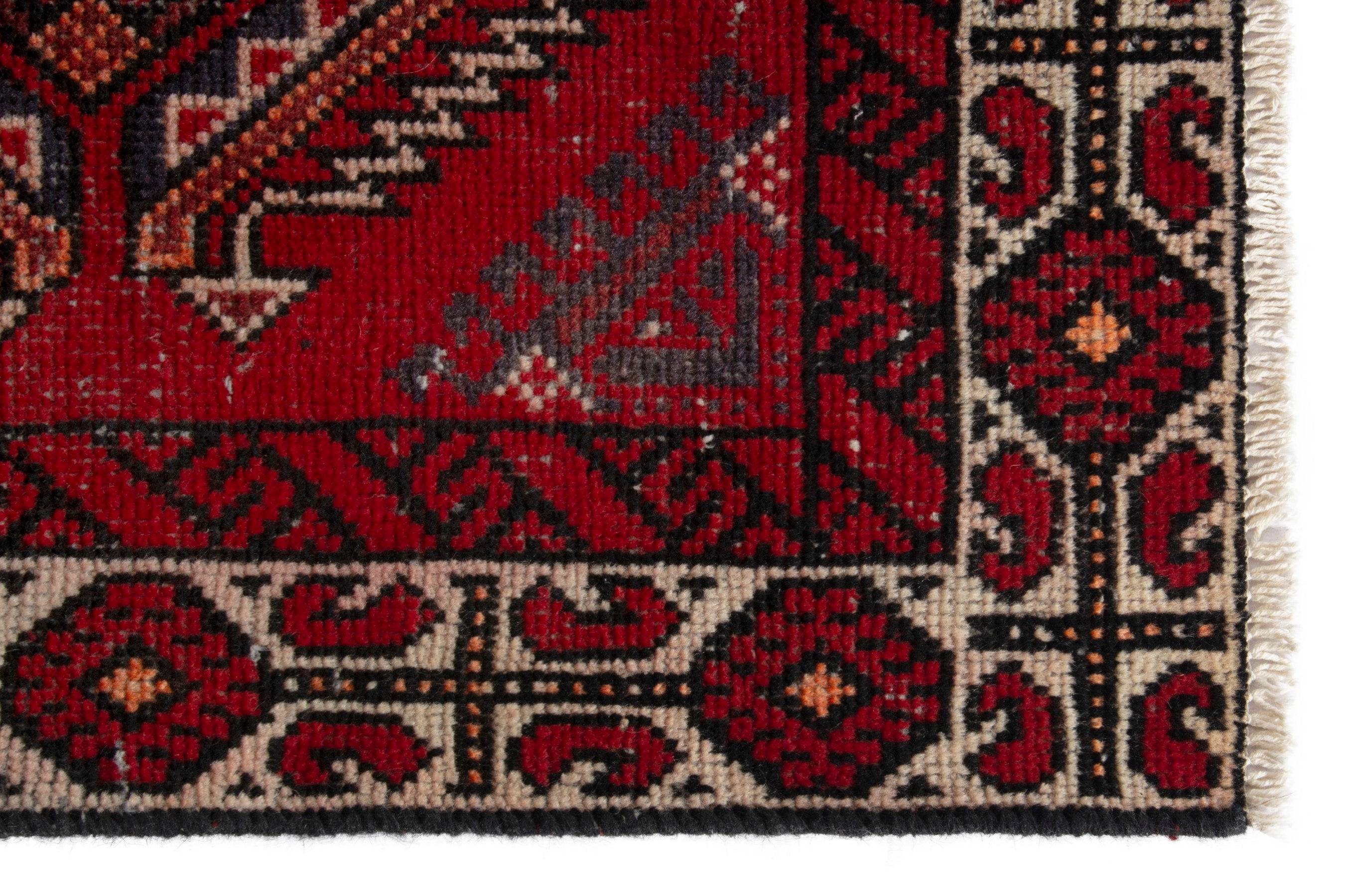 Persian Ferdos accent rug in deep red and cream, view 5 of 17