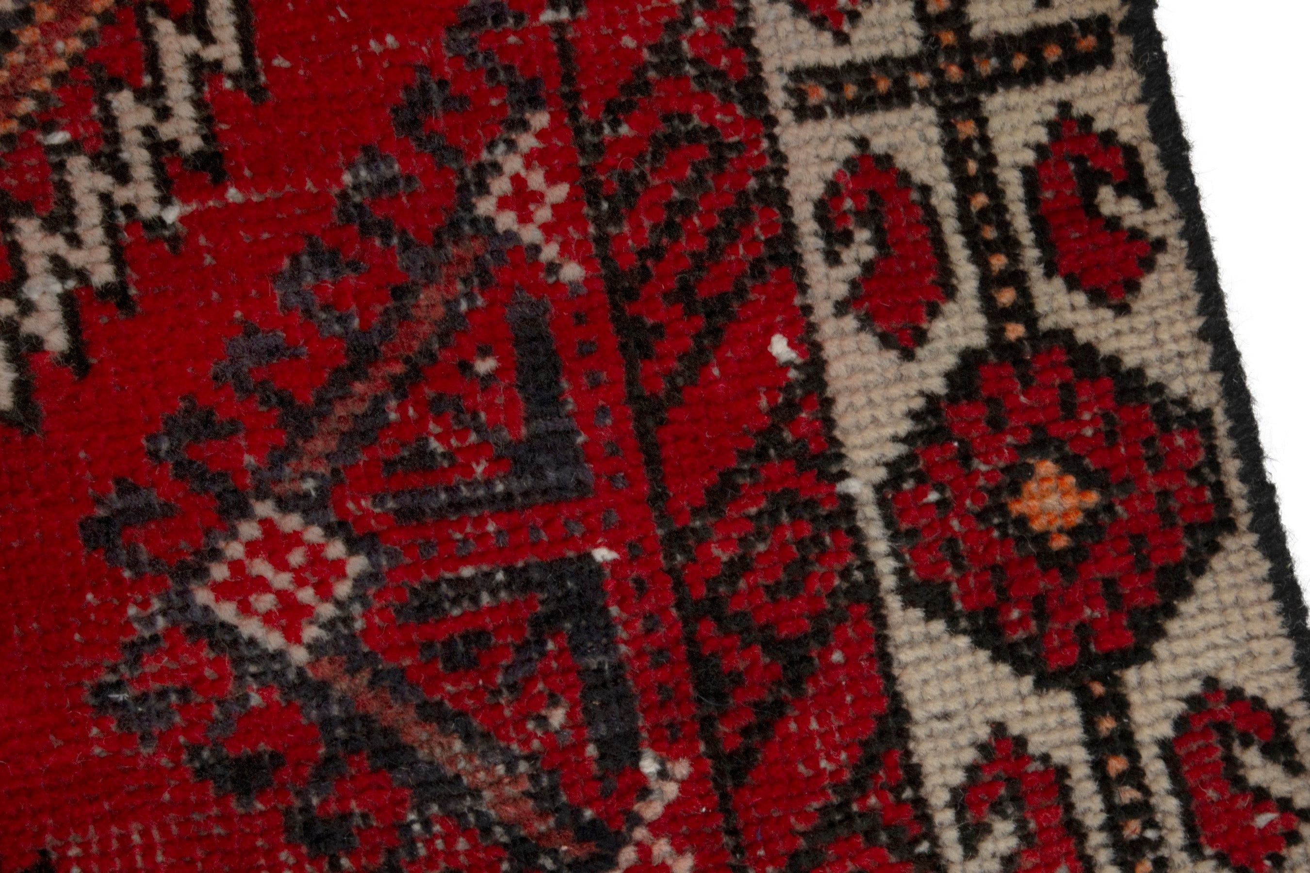 Persian Ferdos accent rug in deep red and cream, view 7 of 17