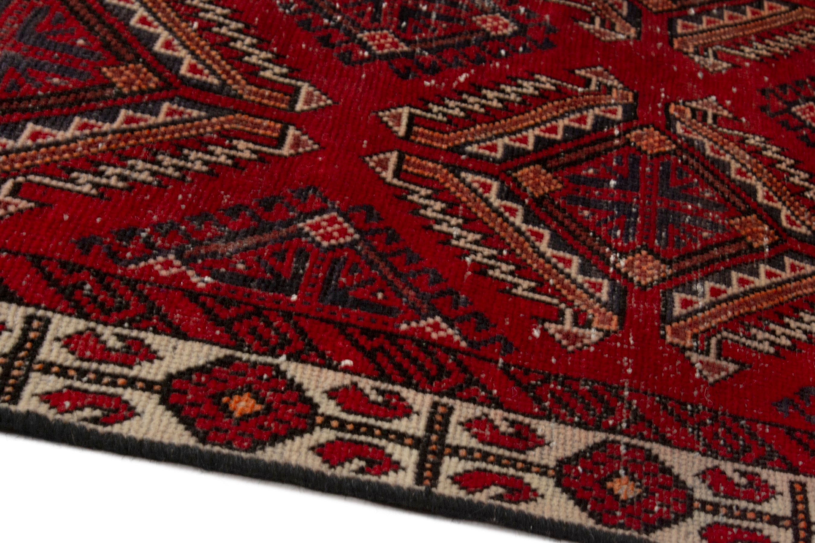 Persian Ferdos accent rug in deep red and cream, view 8 of 17