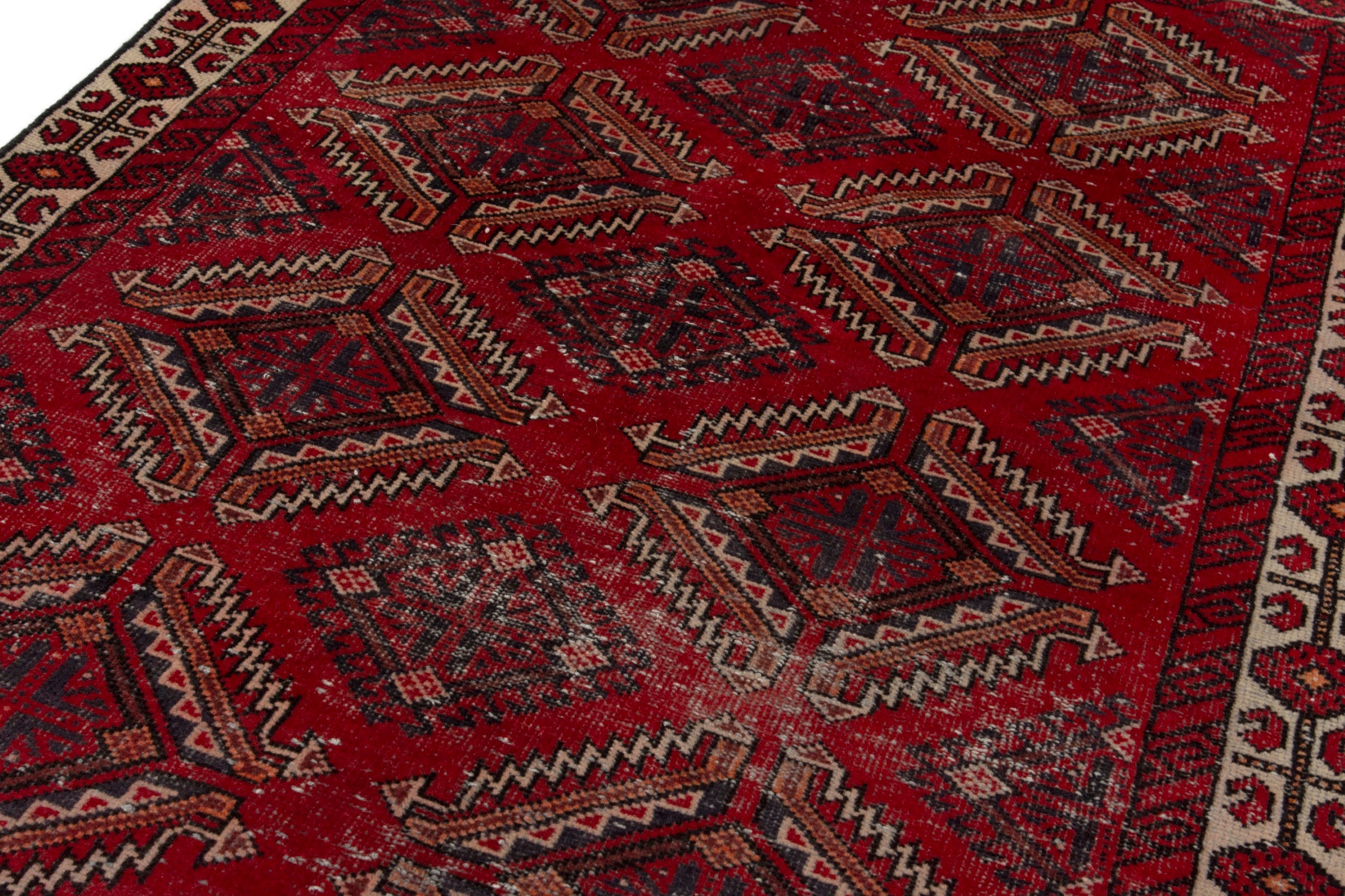 Persian Ferdos accent rug in deep red and cream, view 9 of 17