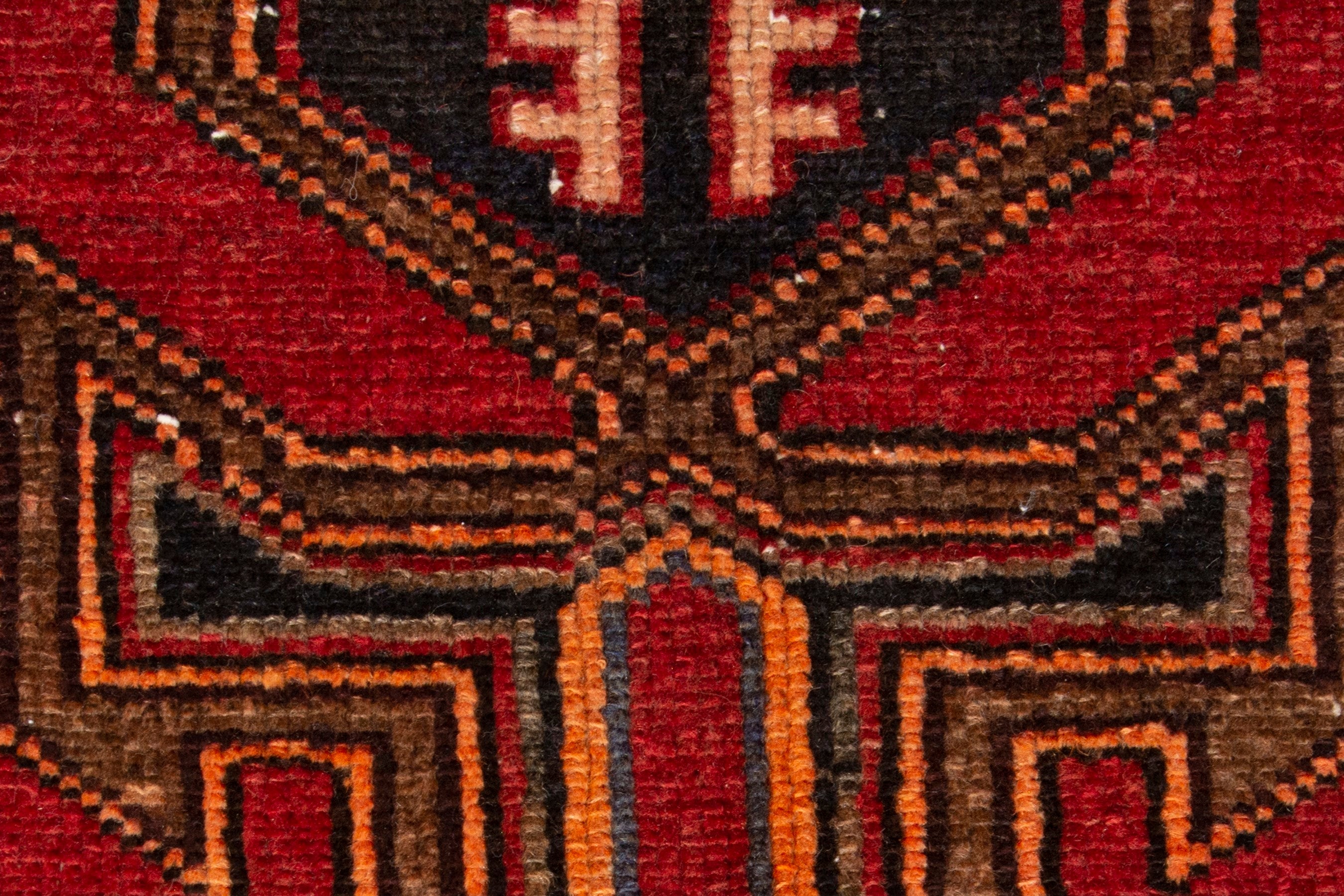 Persian Zanjan accent rug in deep red and dark brown, view 12 of 19