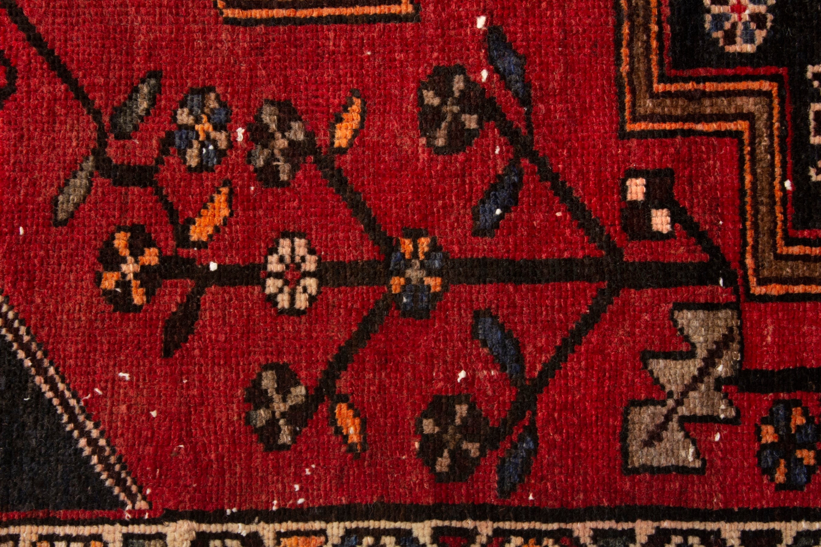 Persian Zanjan accent rug in deep red and dark brown, view 13 of 19