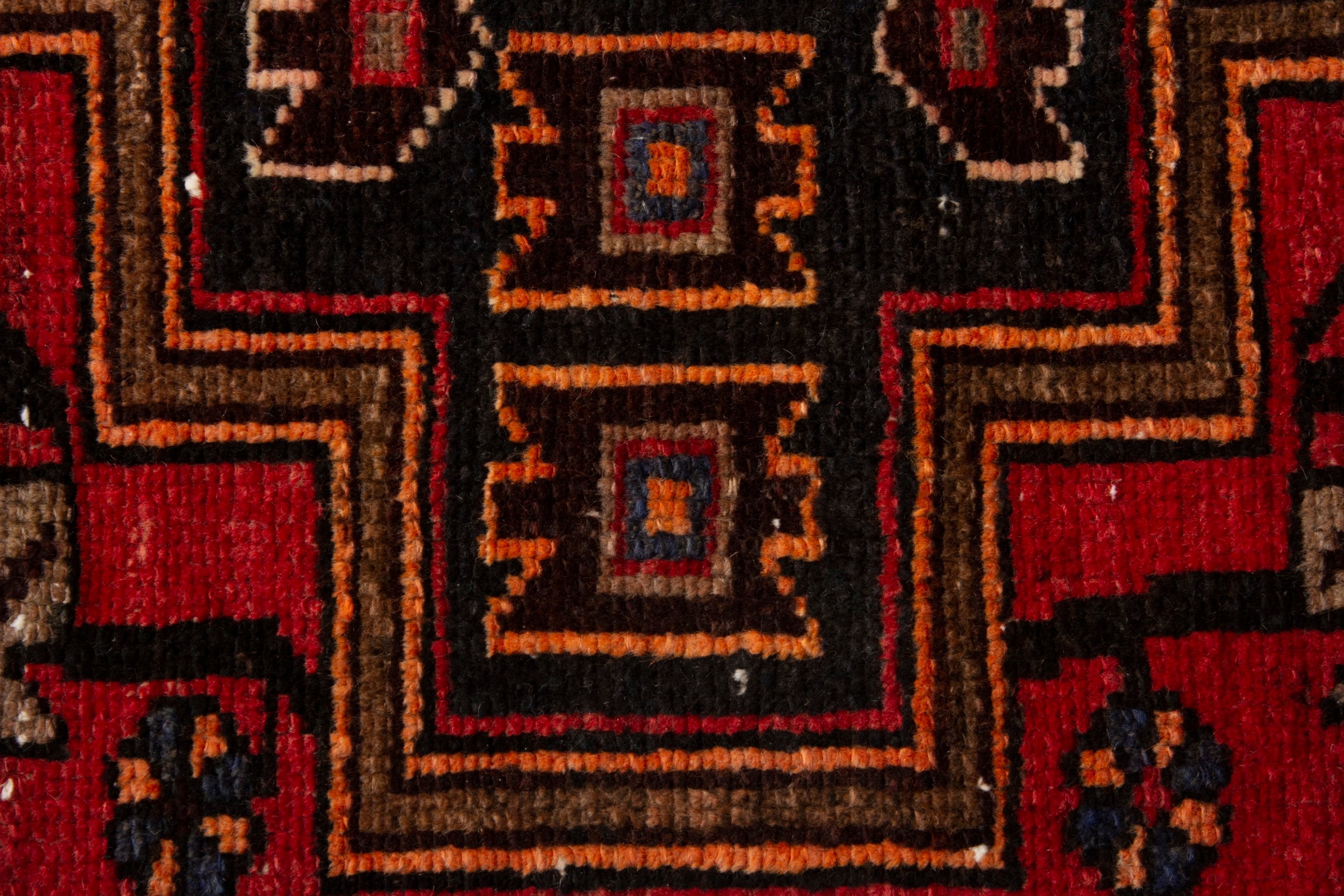 Persian Zanjan accent rug in deep red and dark brown, view 14 of 19