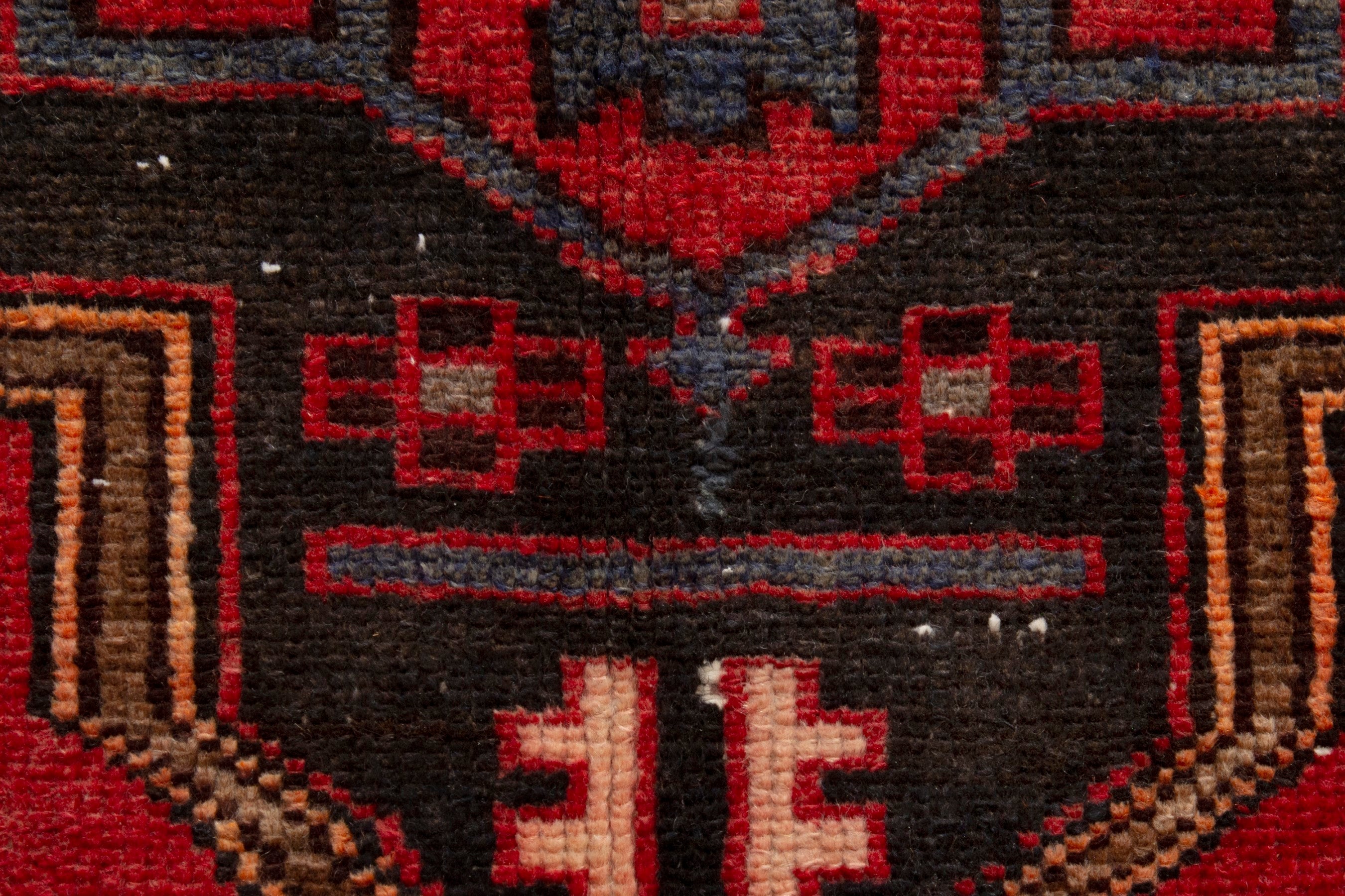 Persian Zanjan accent rug in deep red and dark brown, view 15 of 19