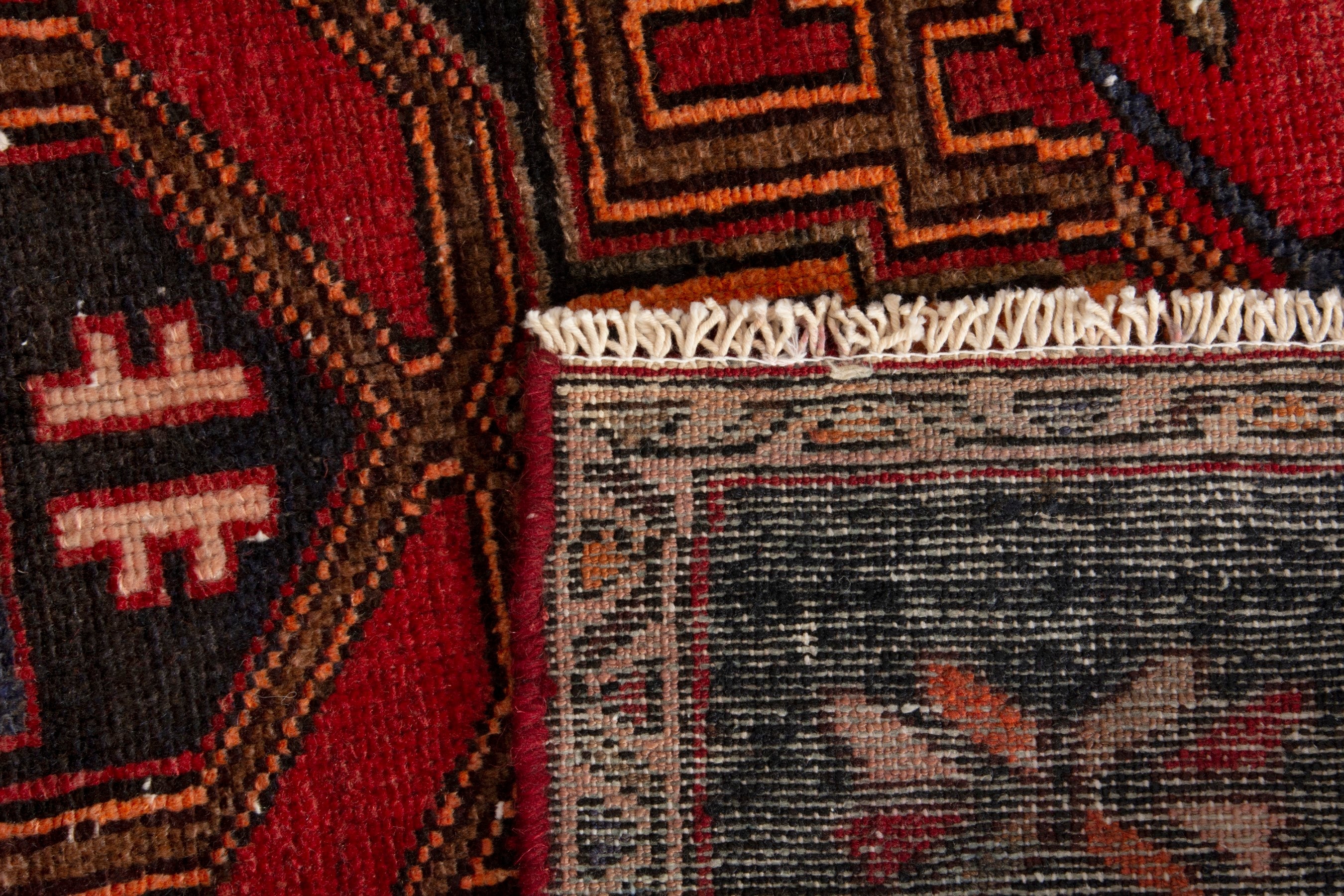 Persian Zanjan accent rug in deep red and dark brown, view 19 of 19
