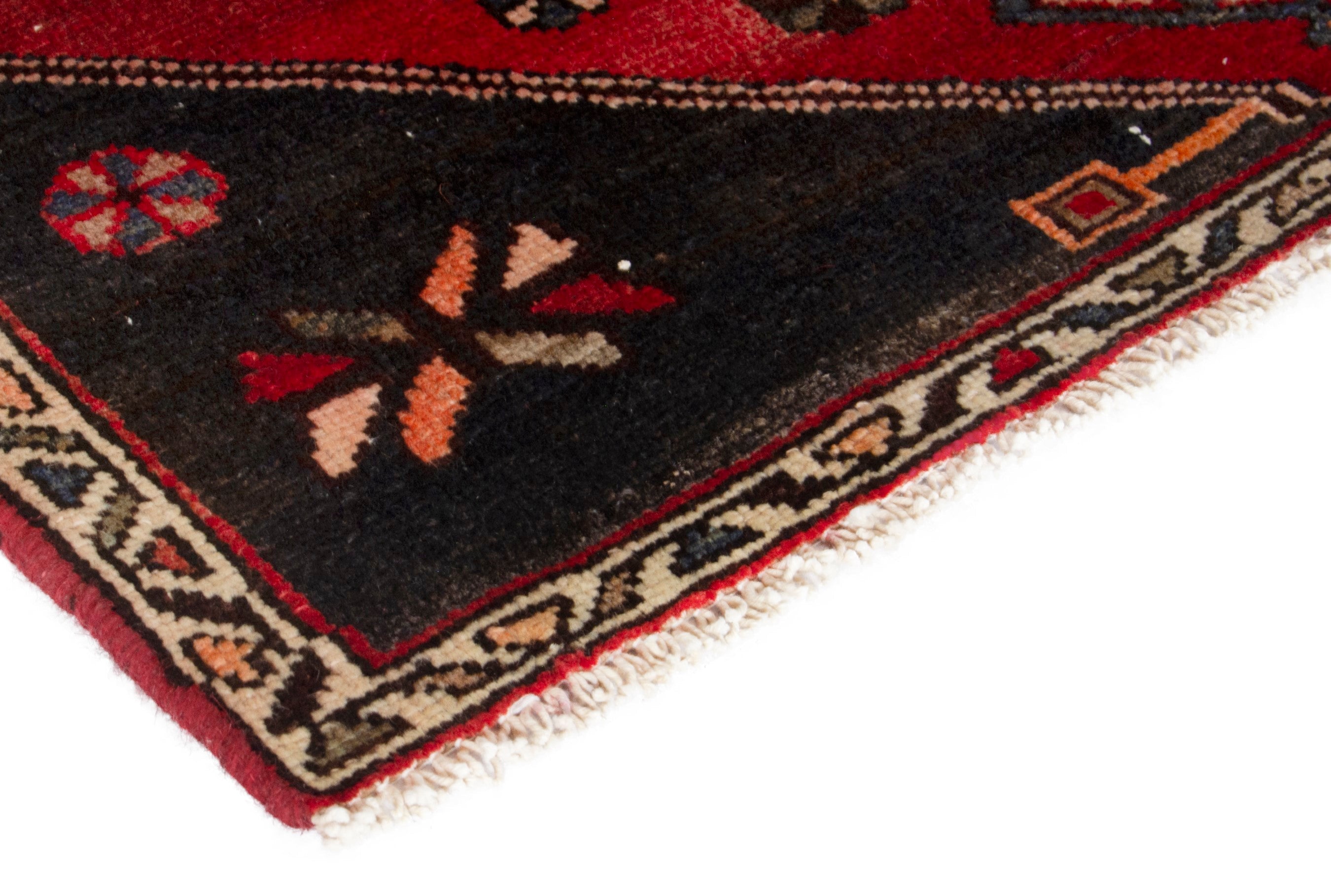 Persian Zanjan accent rug in deep red and dark brown, view 6 of 19