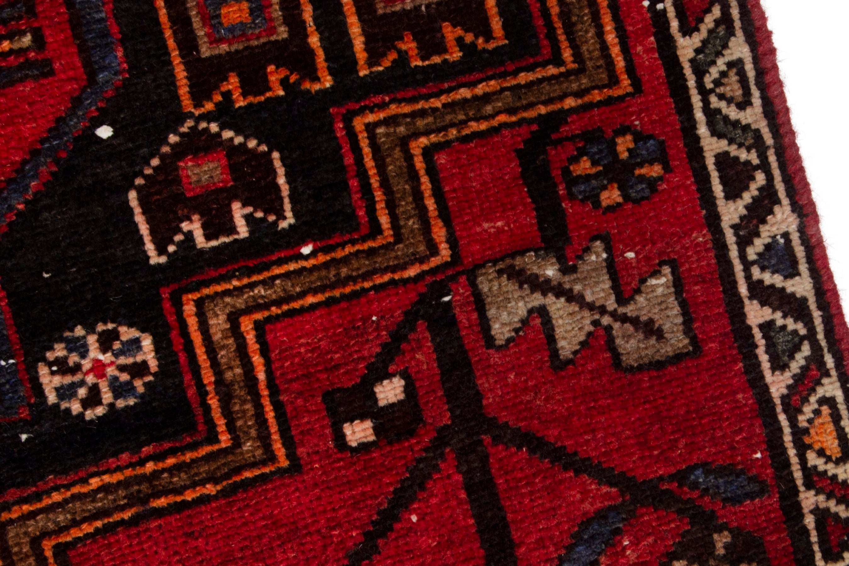 Persian Zanjan accent rug in deep red and dark brown, view 7 of 19