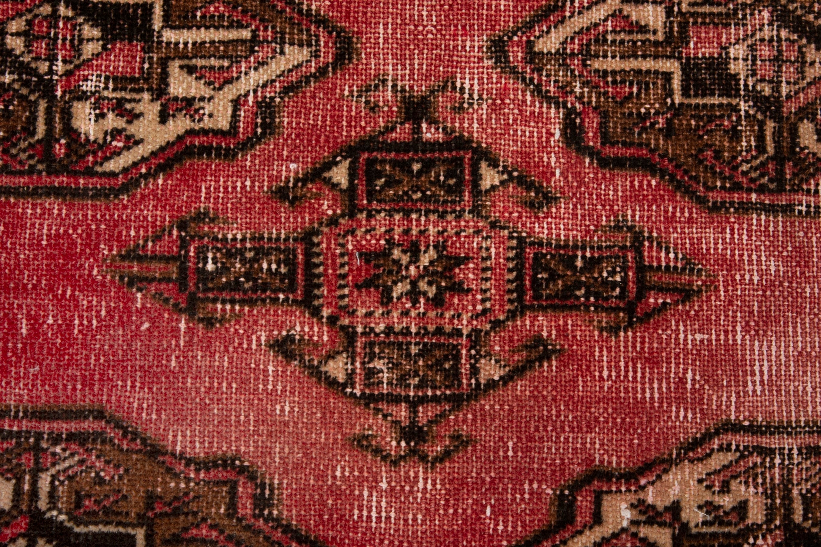 Persian Torkaman accent rug in deep red and dark brown, view 11 of 17