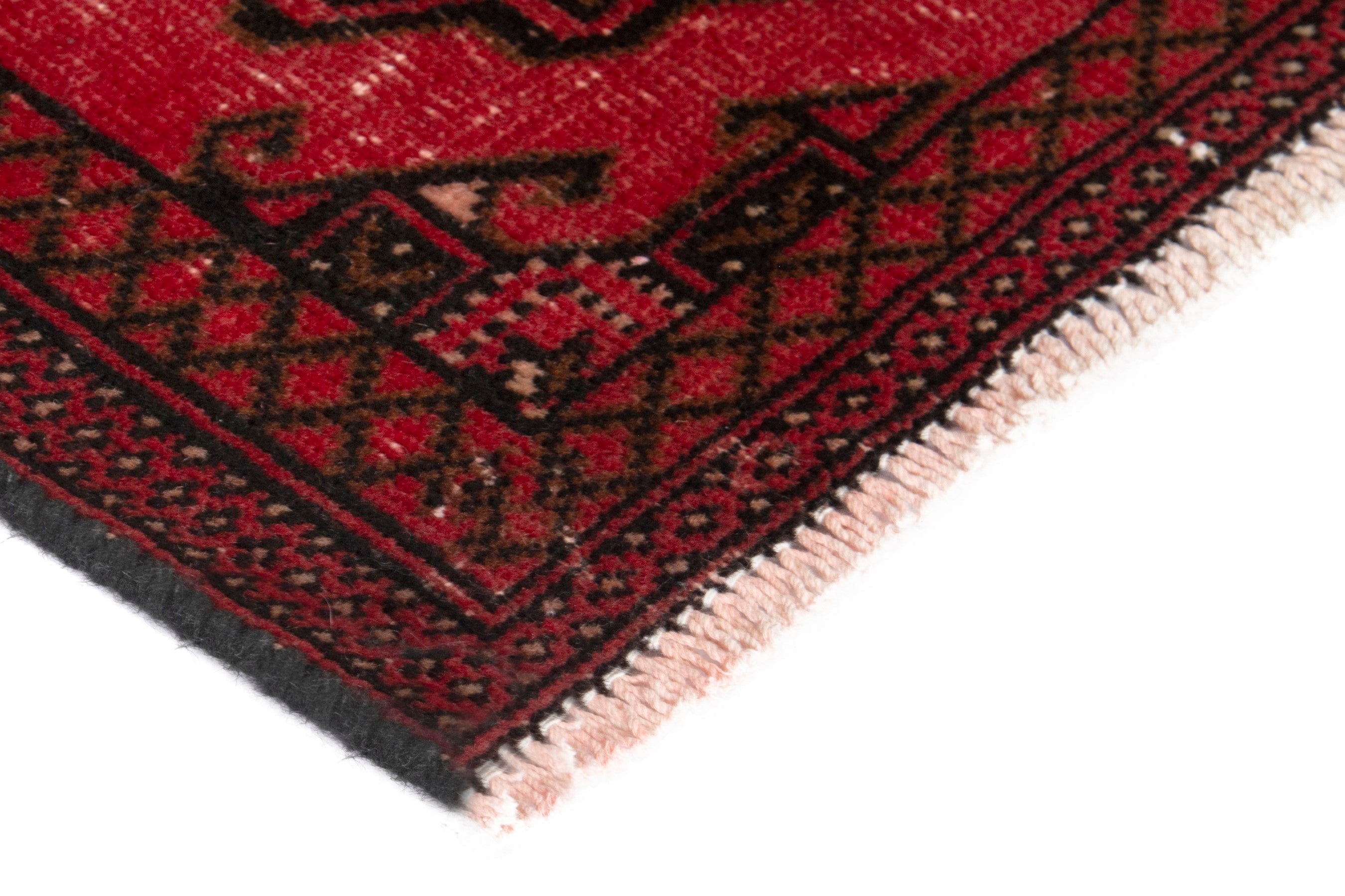 Persian Torkaman accent rug in deep red and dark brown, view 6 of 17