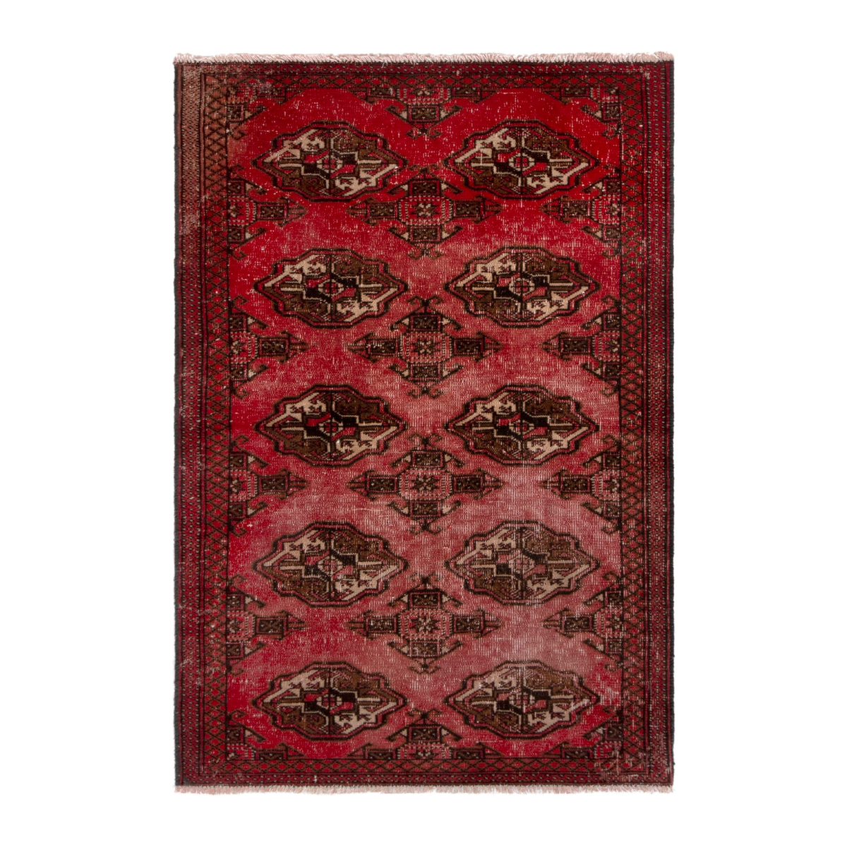 Persian Torkaman accent rug in deep red and dark brown, 2'11" x 4'3"