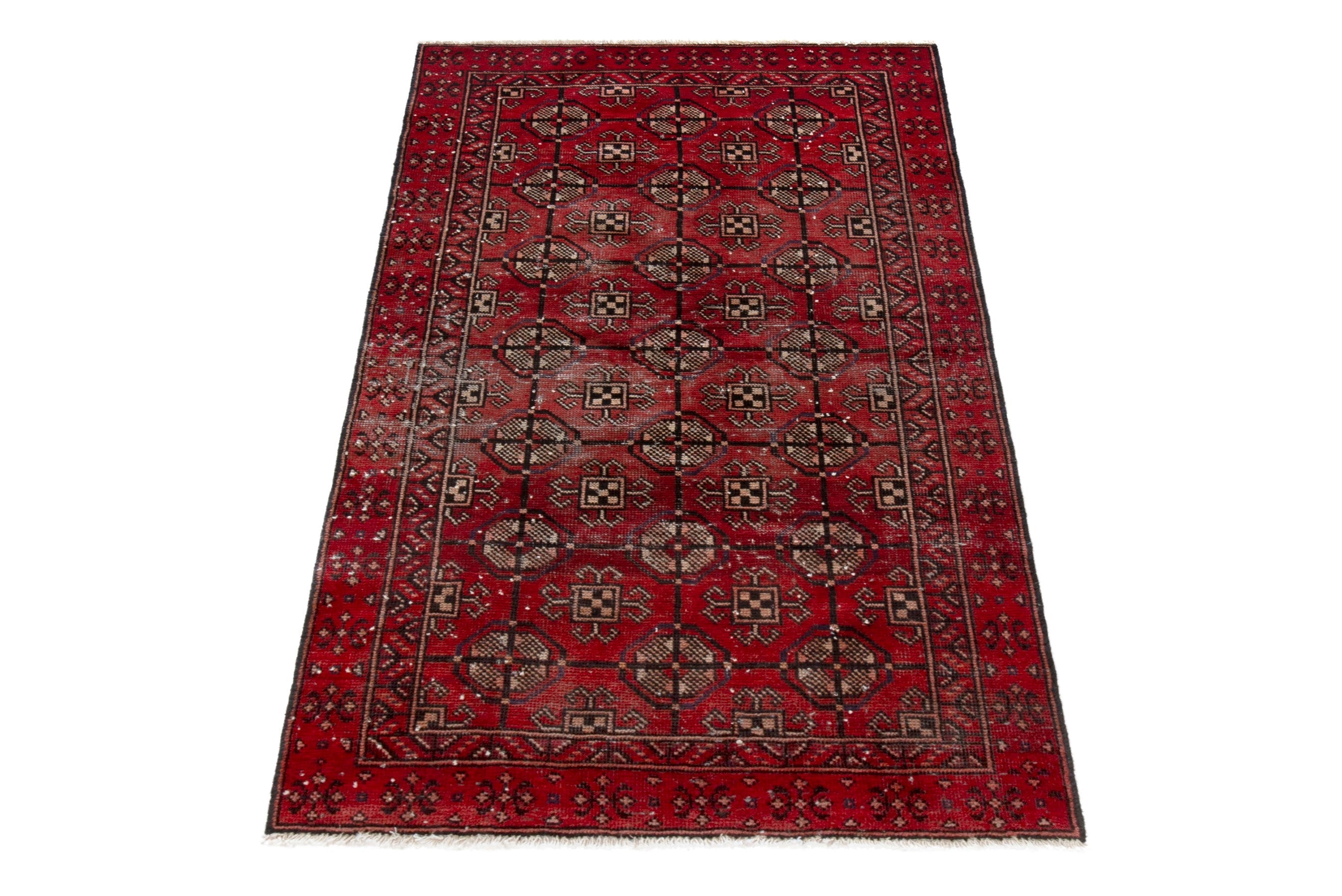 Persian Ferdos accent rug in deep red and chestnut, view 2 of 18