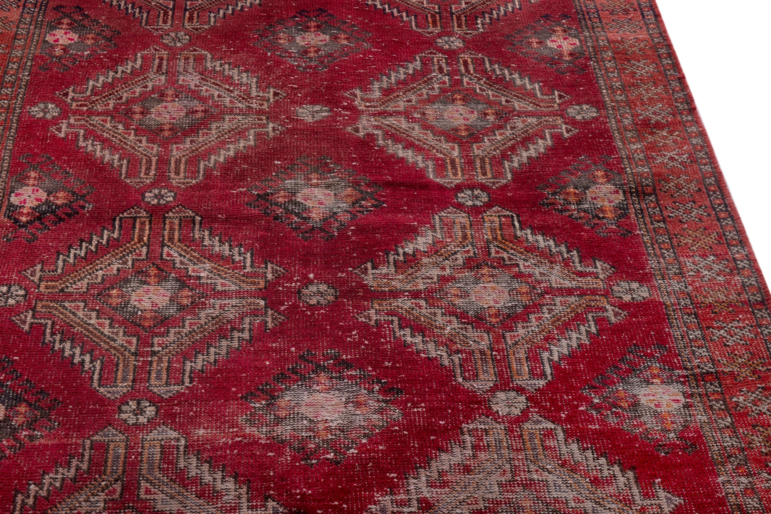 Persian Baluch accent rug in faded red and dusty rose, view 10 of 18