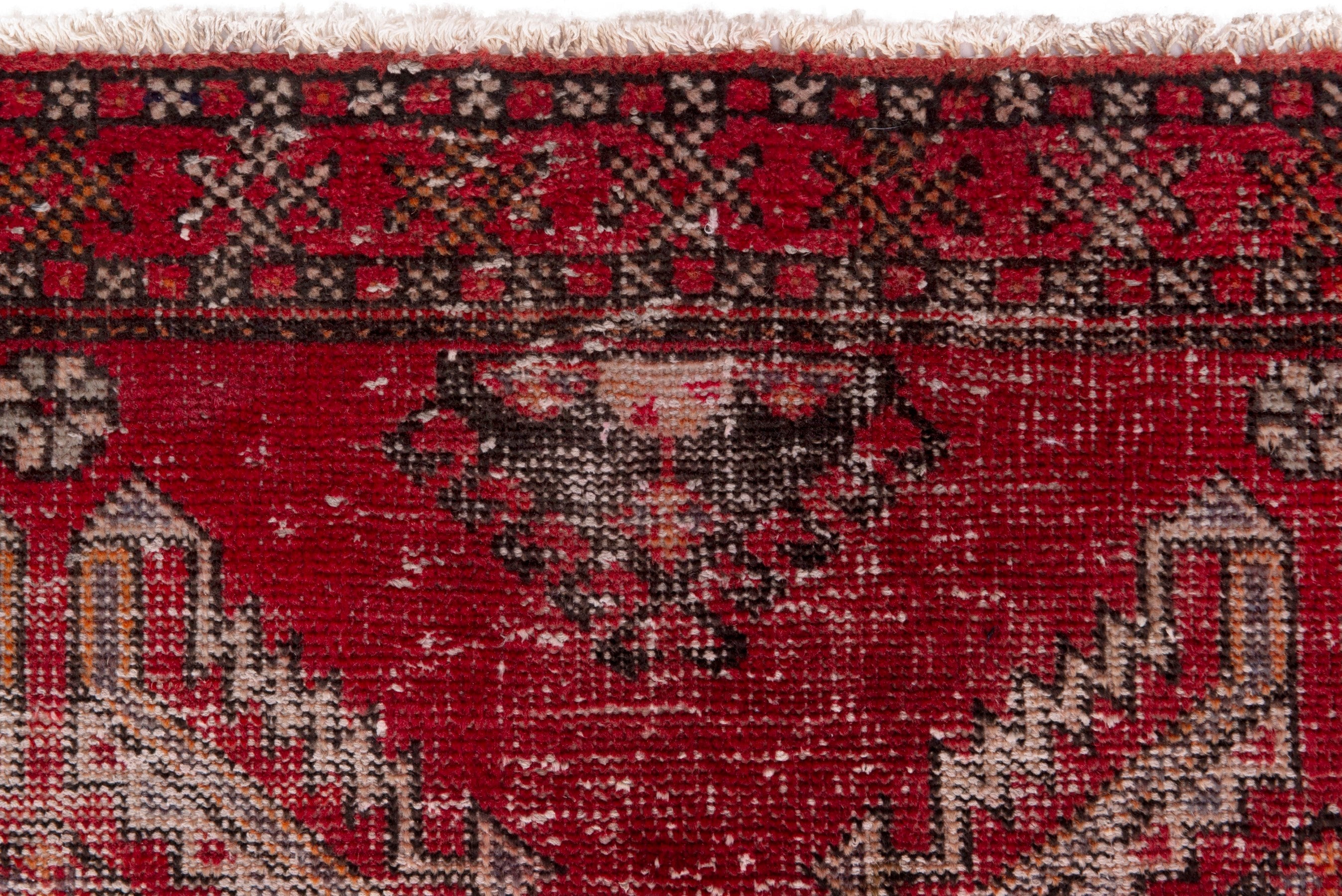 Persian Baluch accent rug in faded red and dusty rose, view 11 of 18