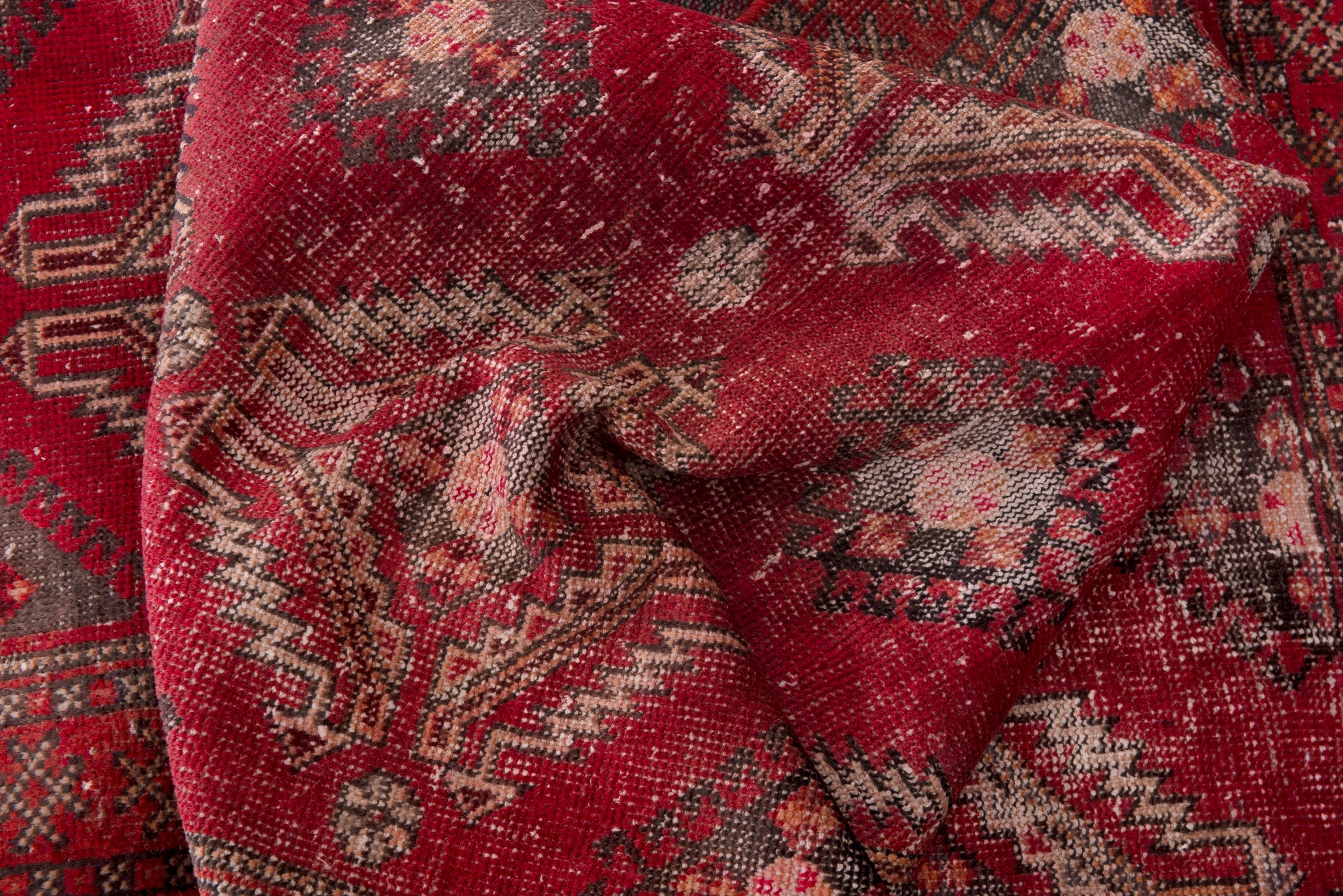 Persian Baluch accent rug in faded red and dusty rose, view 15 of 18