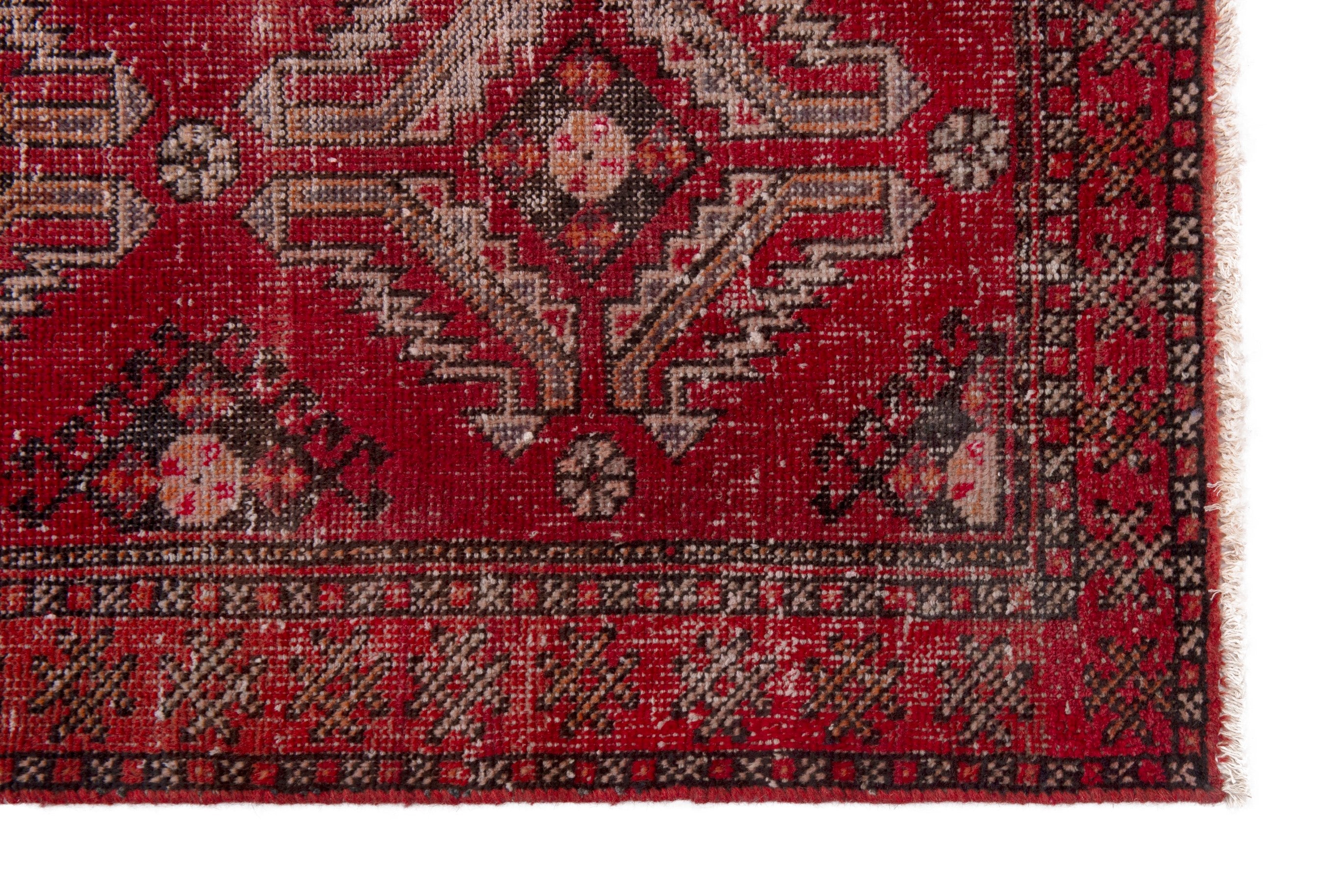 Persian Baluch accent rug in faded red and dusty rose, view 5 of 18