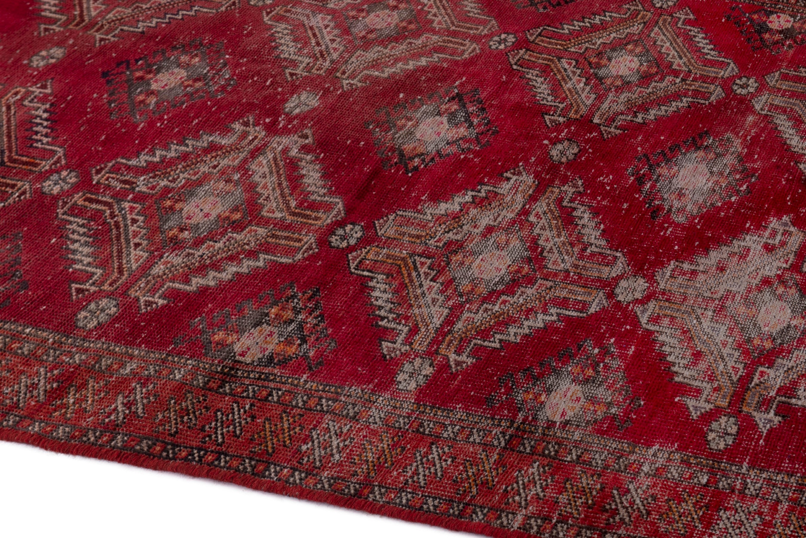 Persian Baluch accent rug in faded red and dusty rose, view 8 of 18