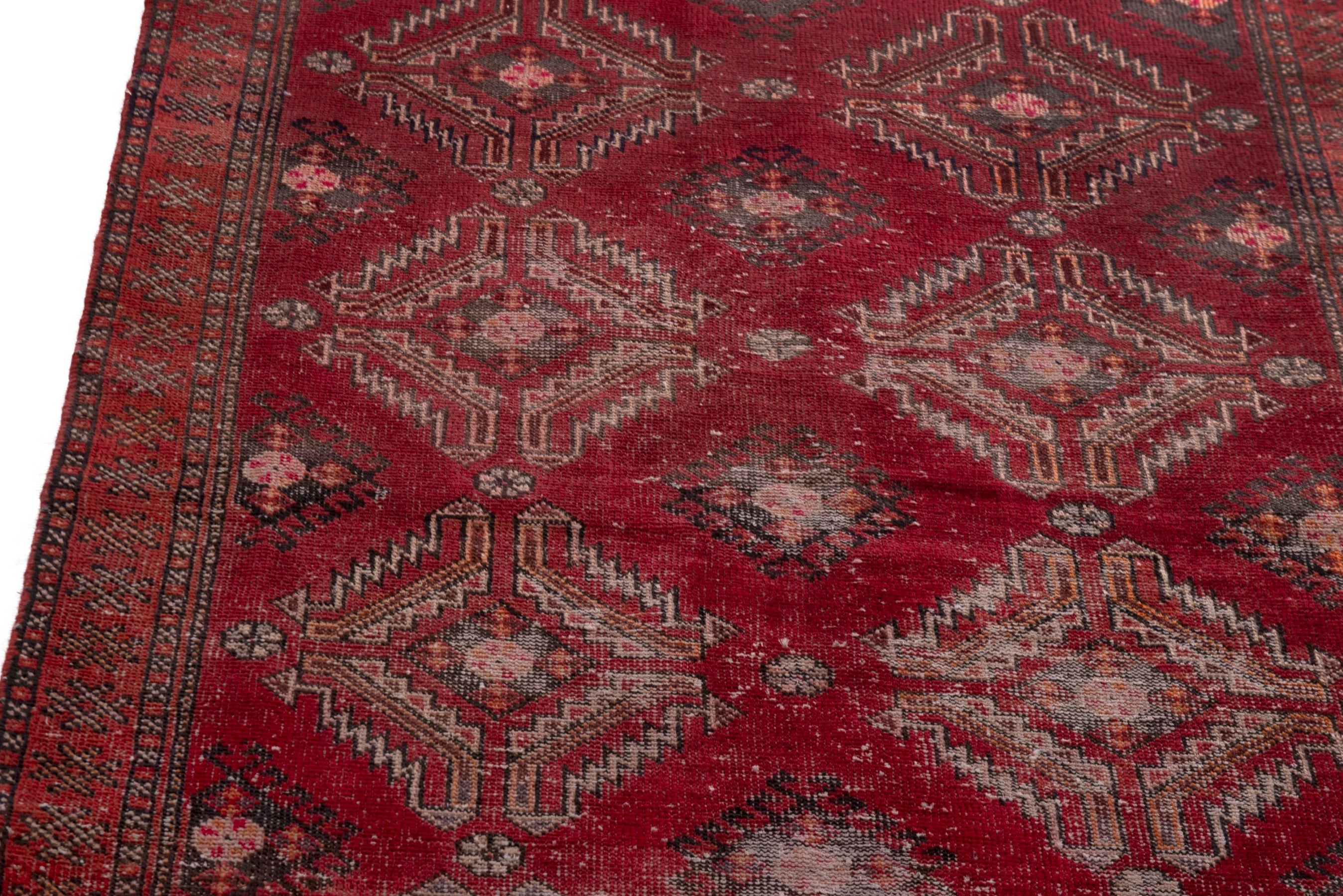 Persian Baluch accent rug in faded red and dusty rose, view 9 of 18