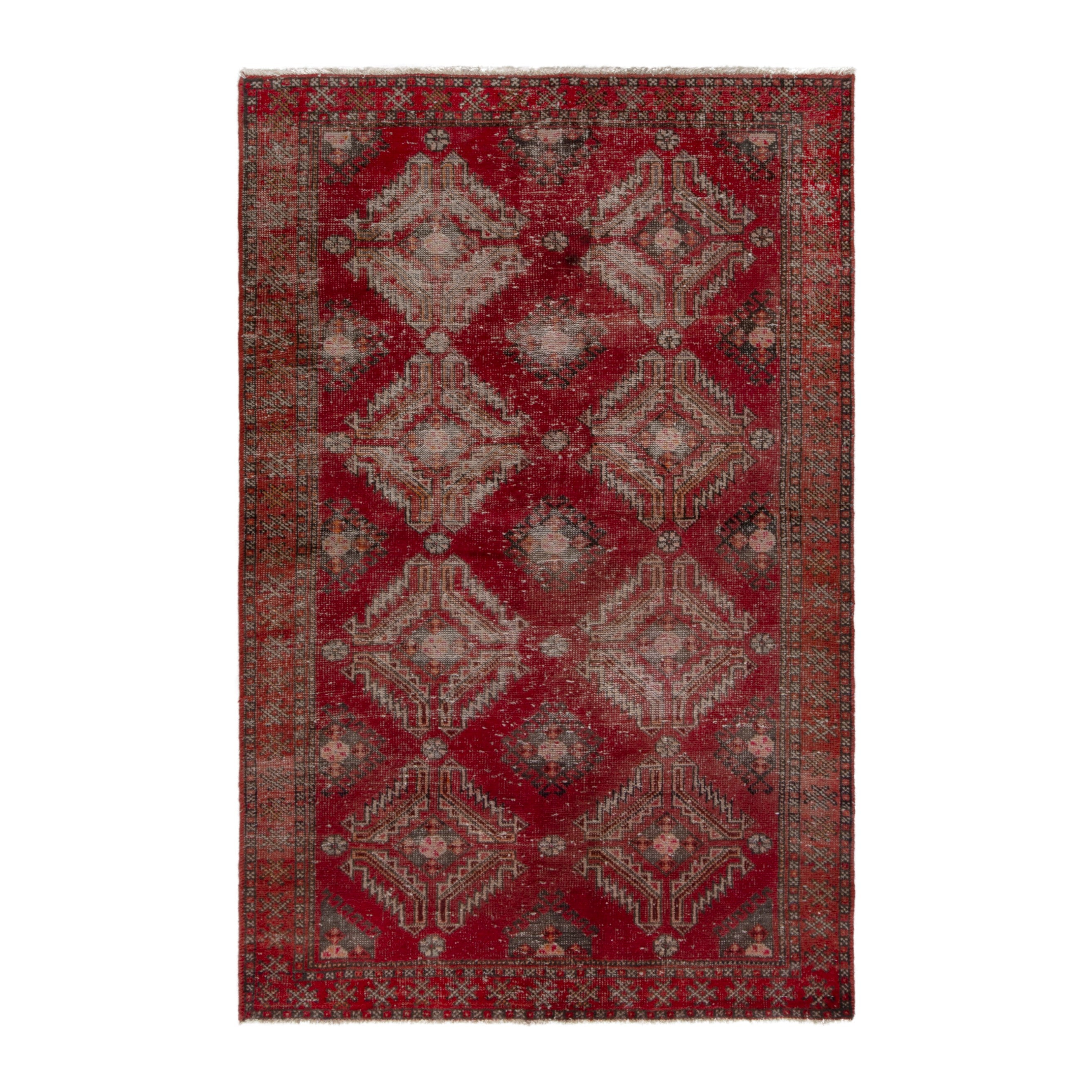 Persian Baluch accent rug in faded red and dusty rose, 3'10" x 6'4"