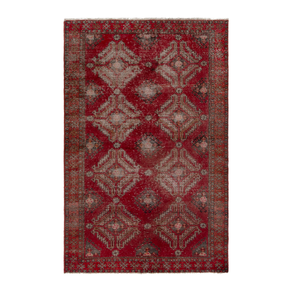 Persian Baluch accent rug in faded red and dusty rose, 3'10" x 6'4"
