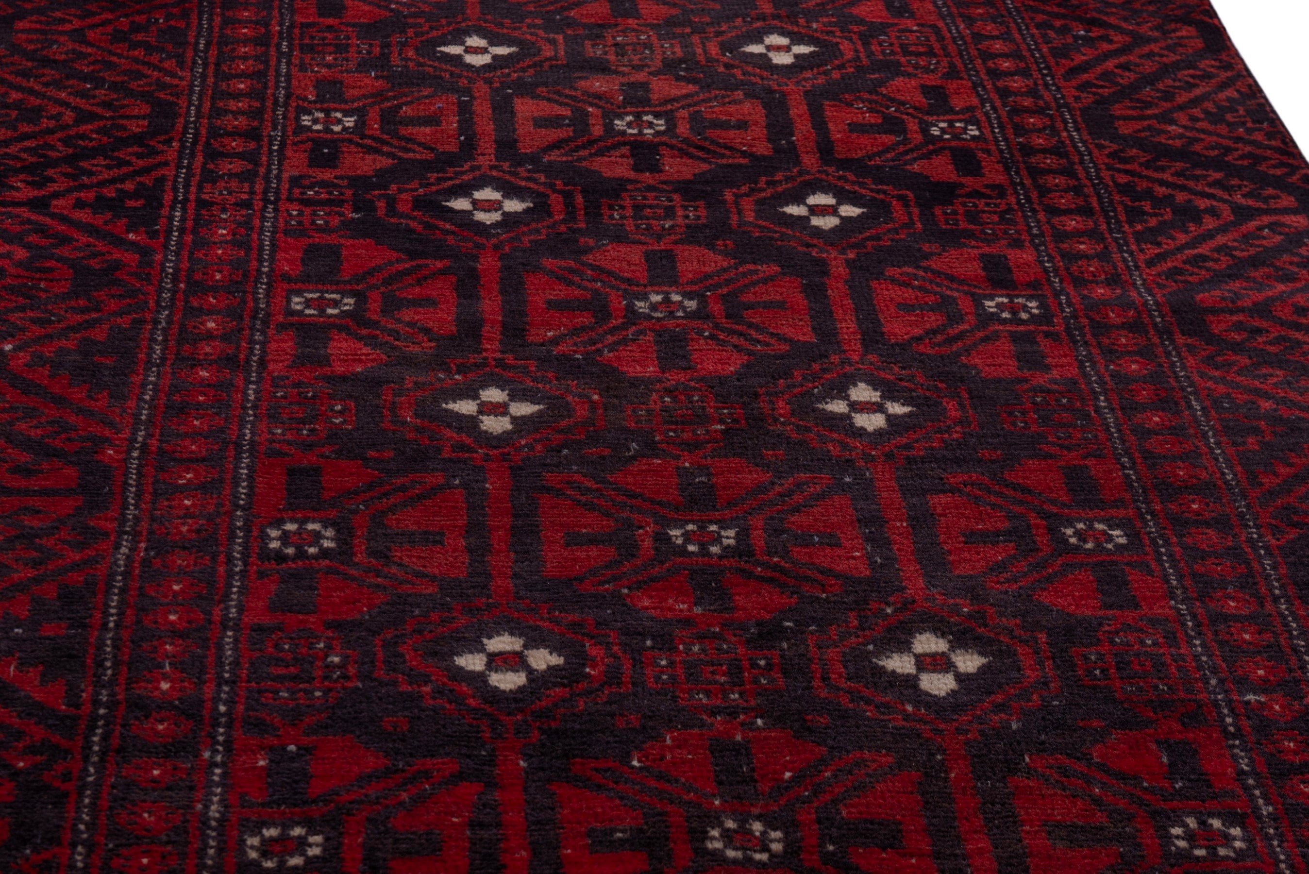 Persian Baluch runner rug in deep red and burgundy, view 10 of 18