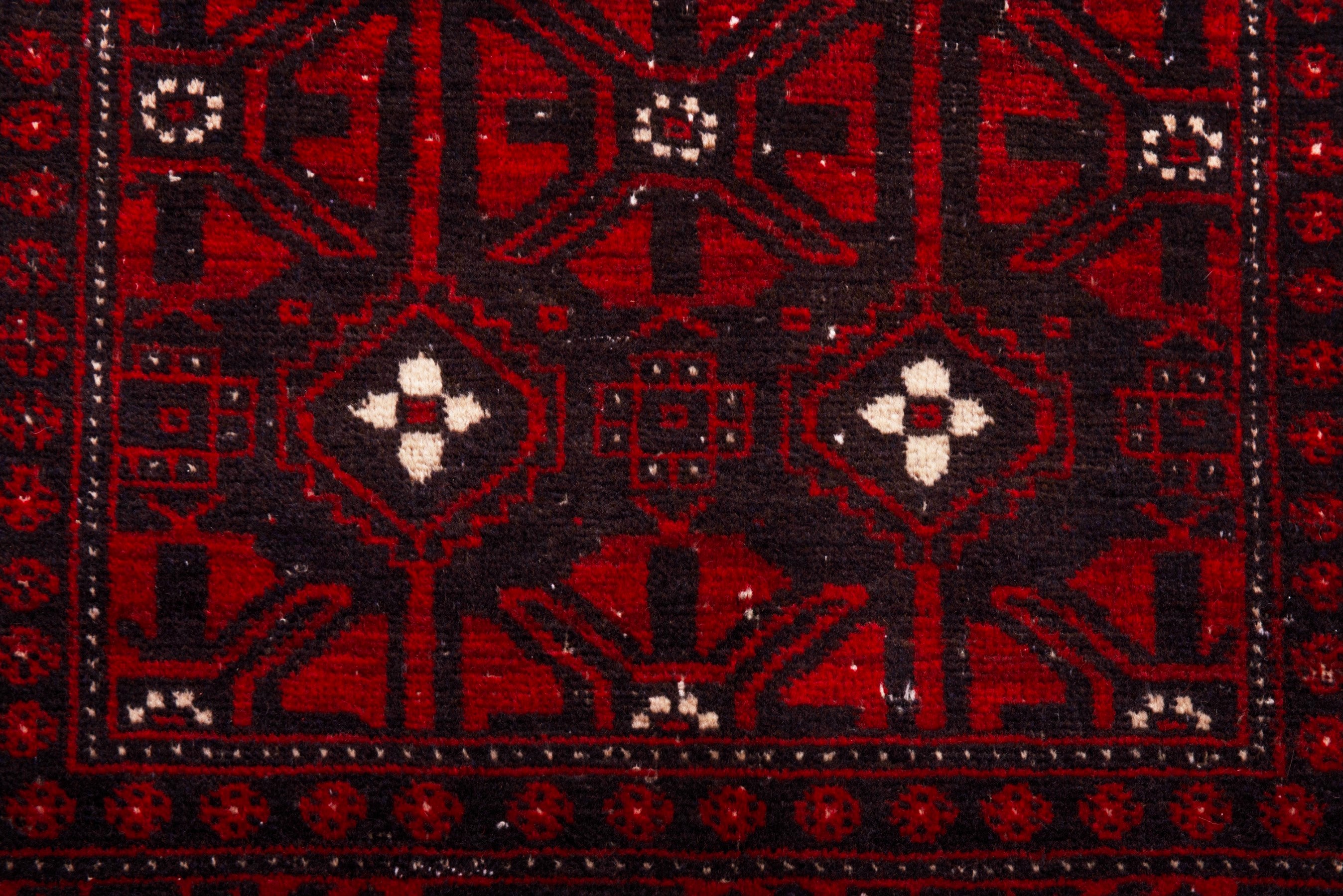 Persian Baluch runner rug in deep red and burgundy, view 11 of 18