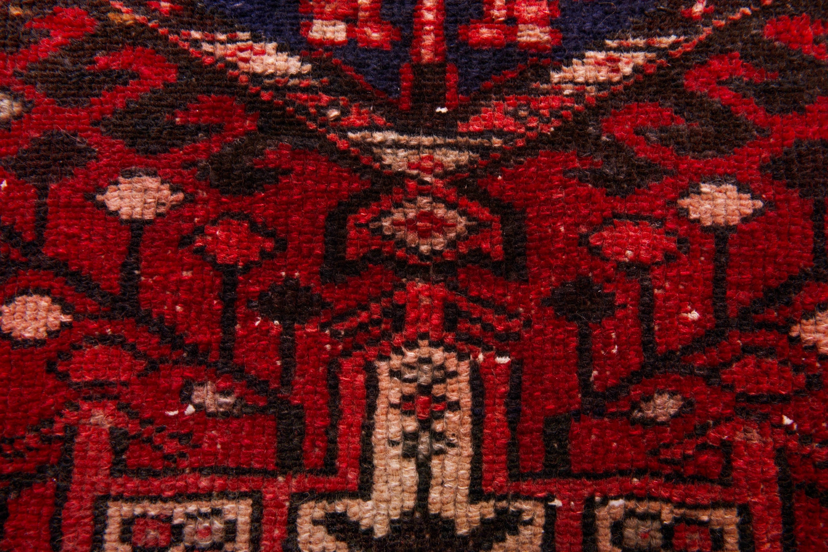 Persian Gharajeh runner rug in deep red and cream, view 11 of 18