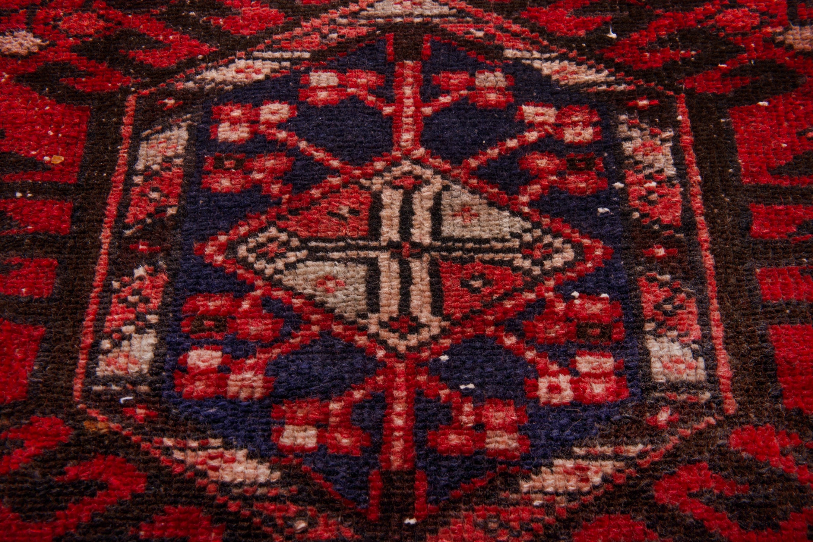 Persian Gharajeh runner rug in deep red and cream, view 12 of 18