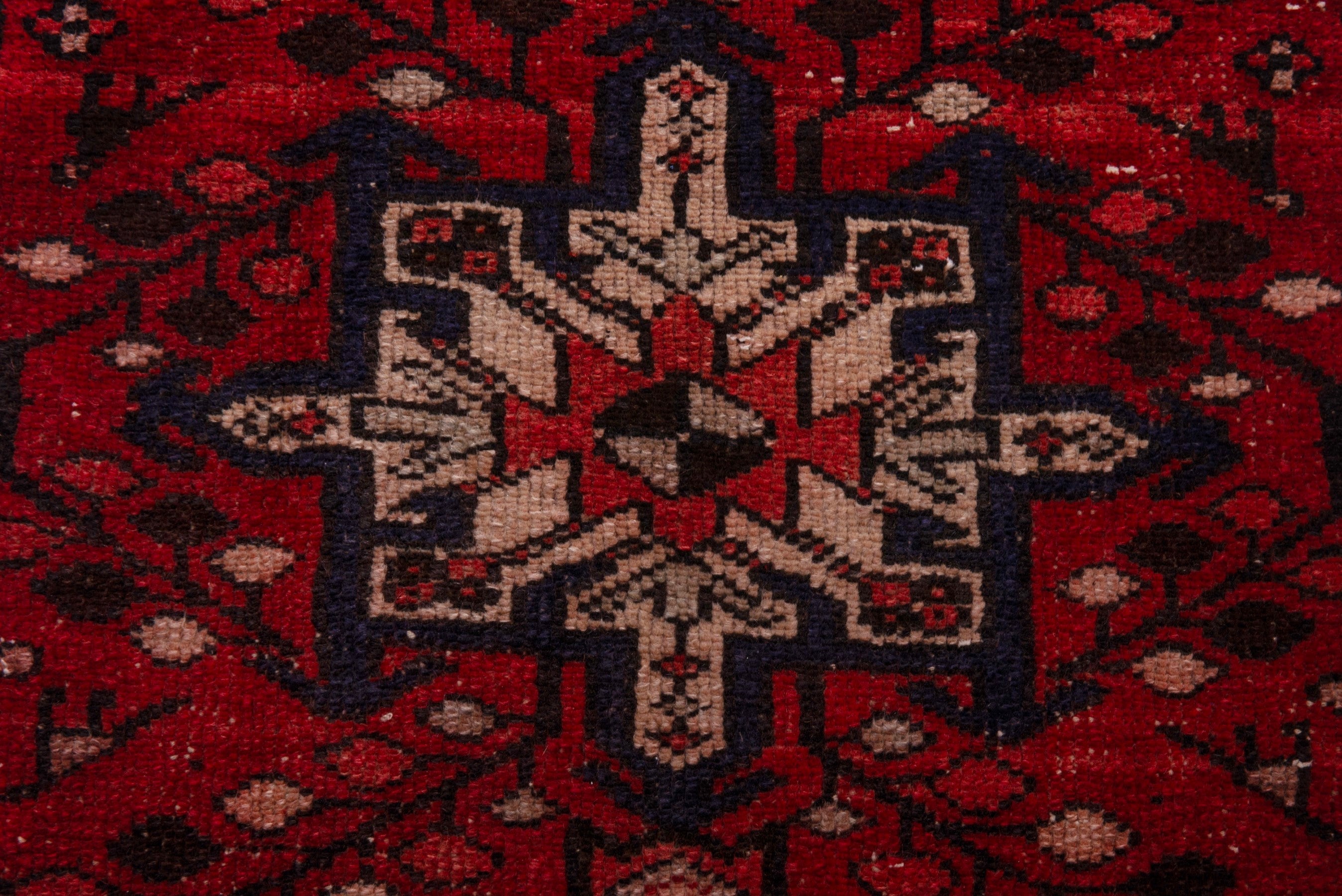 Persian Gharajeh runner rug in deep red and cream, view 13 of 18