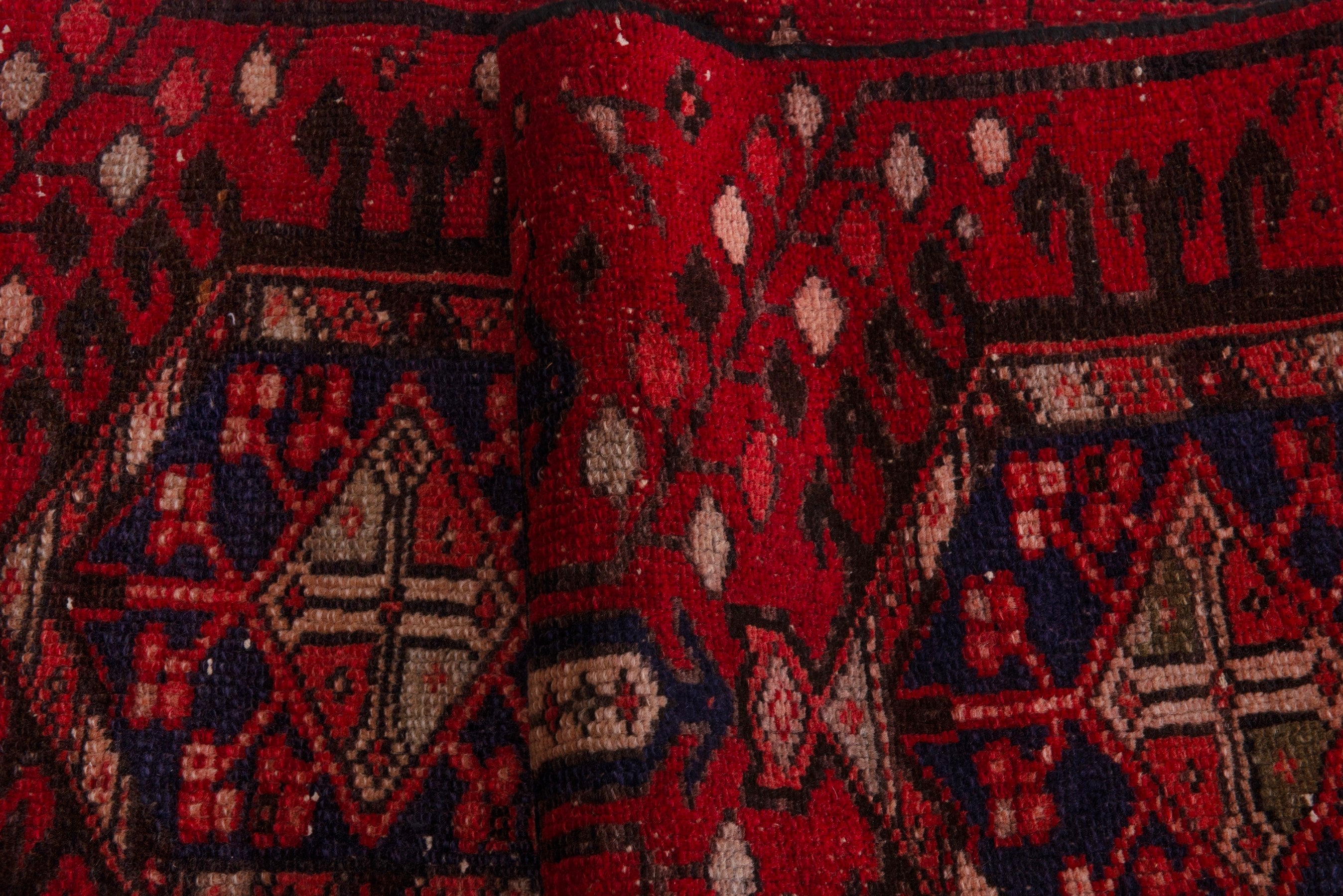 Persian Gharajeh runner rug in deep red and cream, view 15 of 18