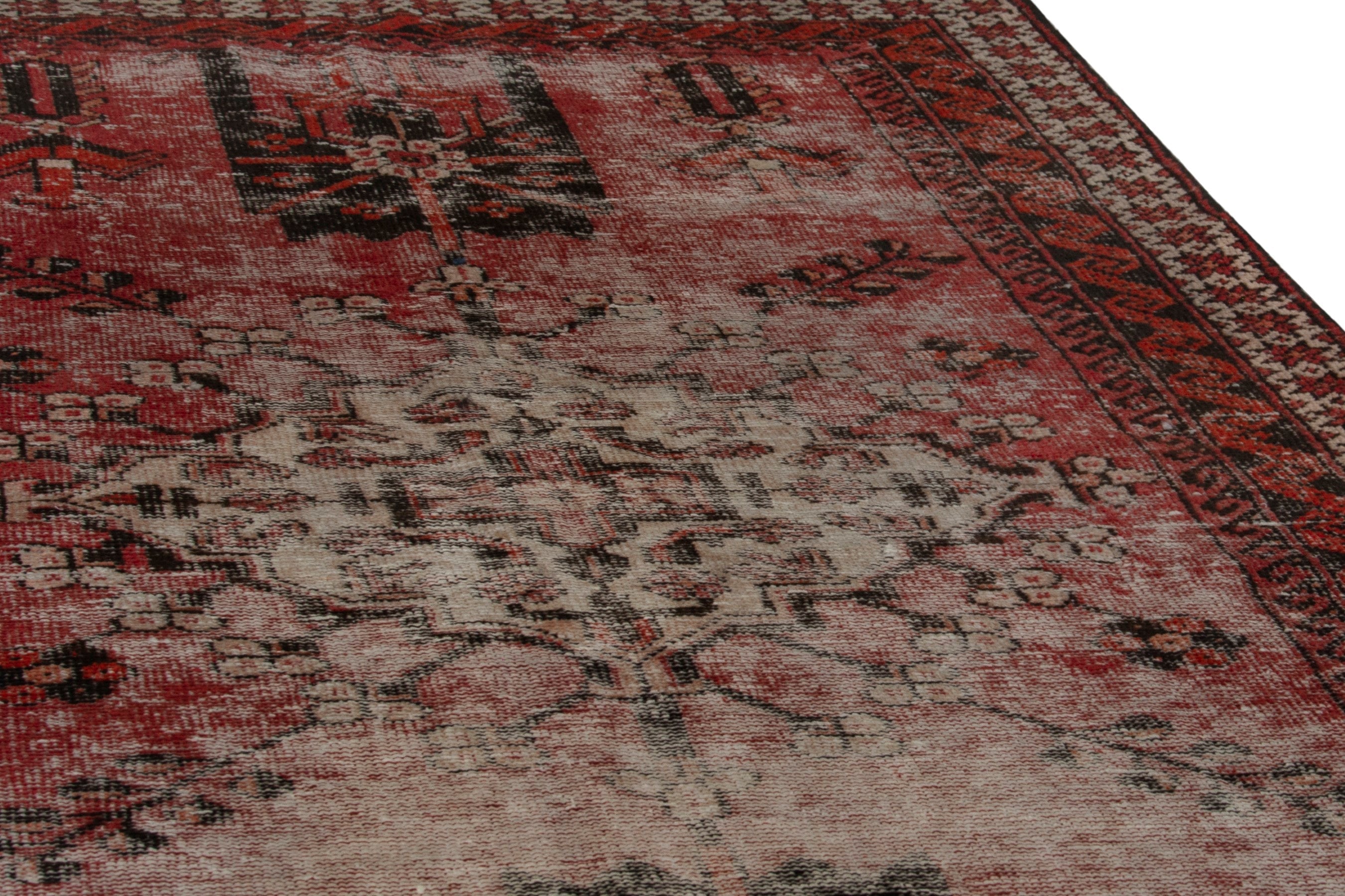 Persian Ferdos accent rug in faded red and deep red, view 10 of 18