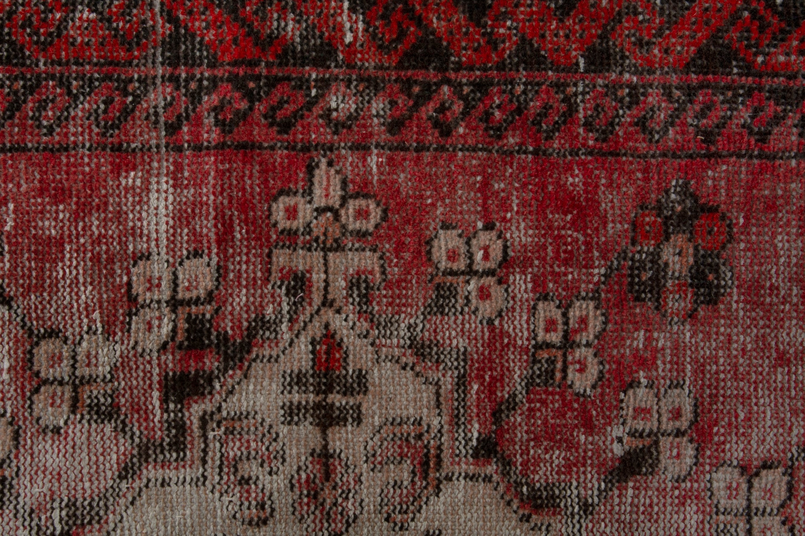 Persian Ferdos accent rug in faded red and deep red, view 12 of 18
