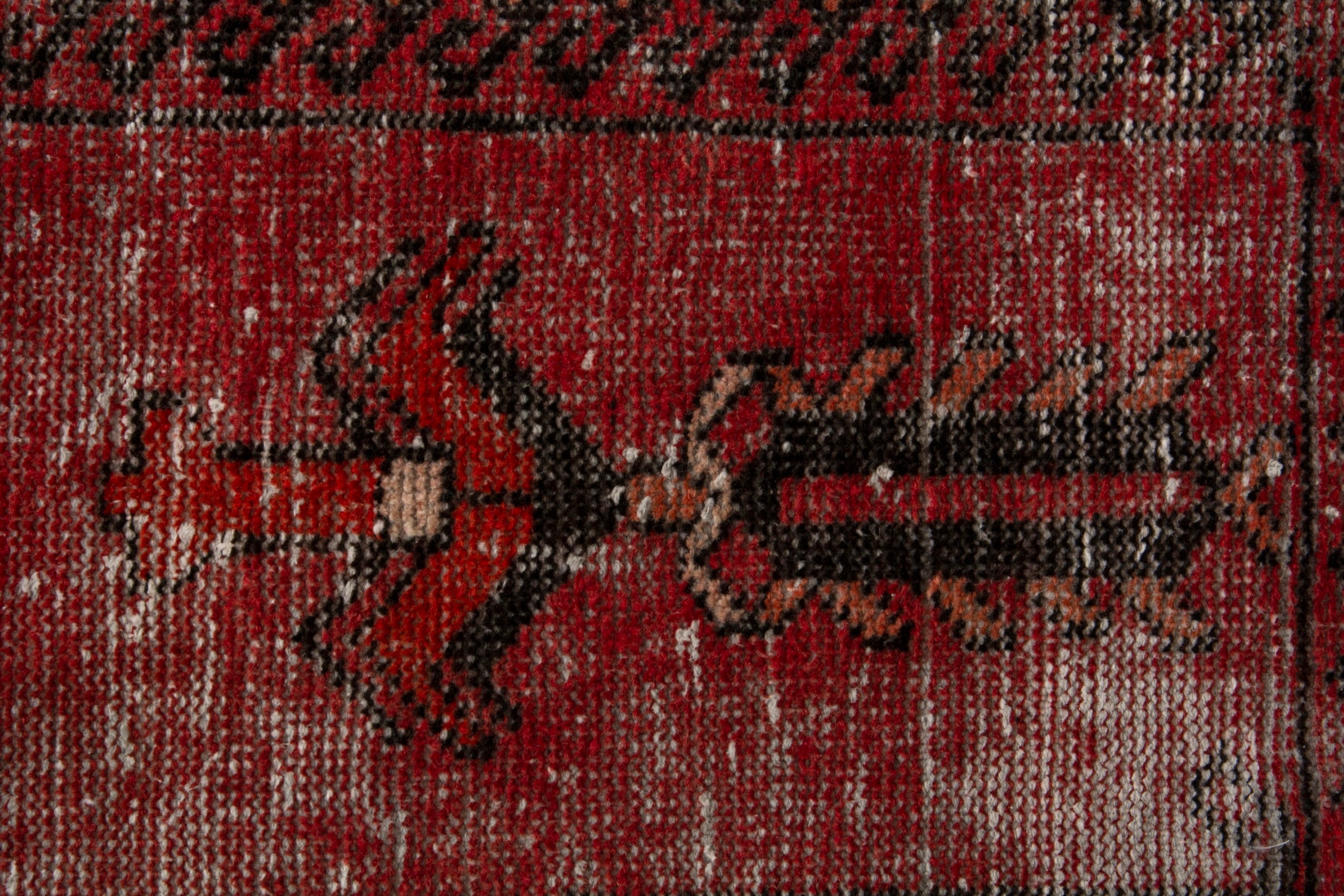 Persian Ferdos accent rug in faded red and deep red, view 13 of 18