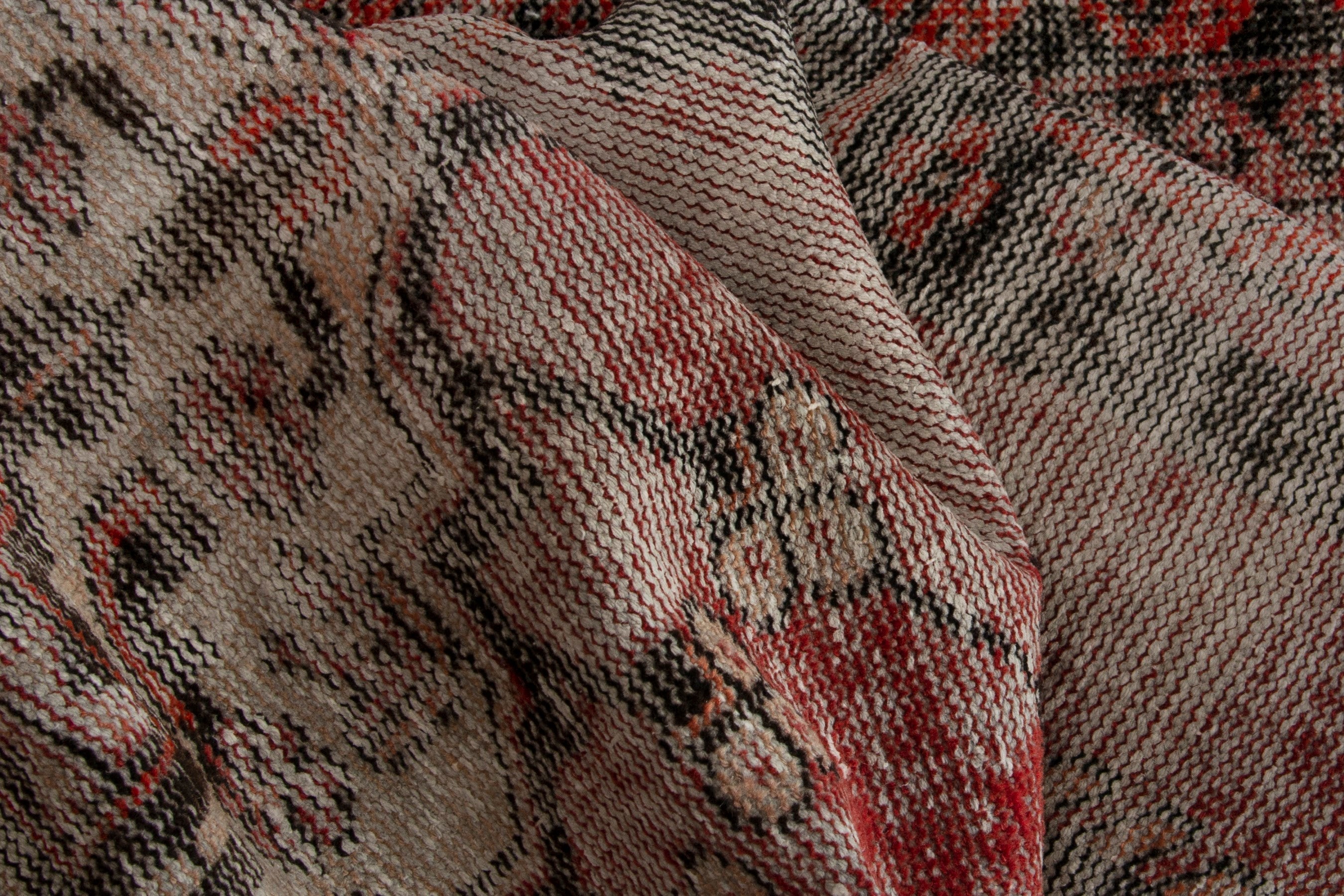 Persian Ferdos accent rug in faded red and deep red, view 15 of 18