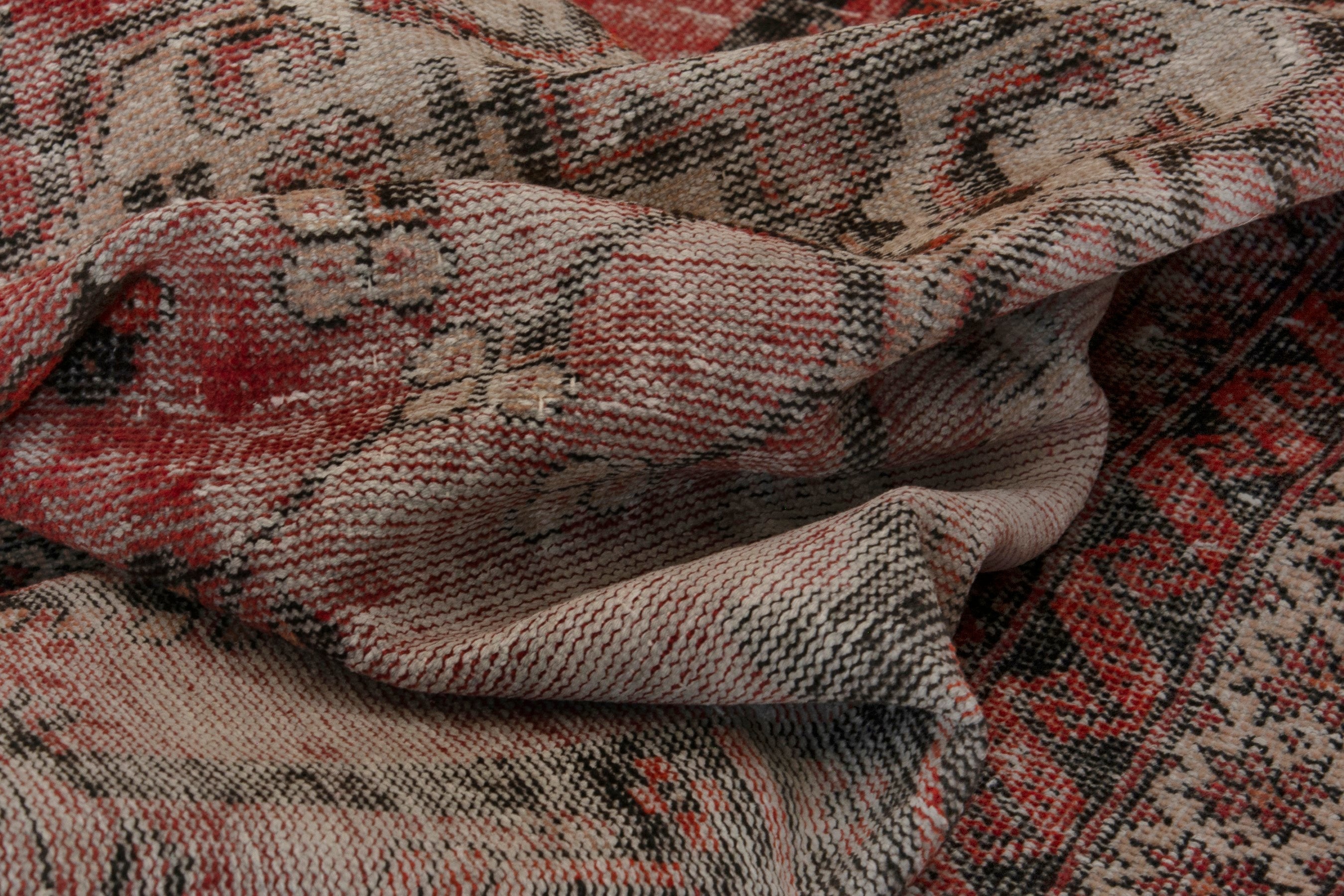 Persian Ferdos accent rug in faded red and deep red, view 17 of 18
