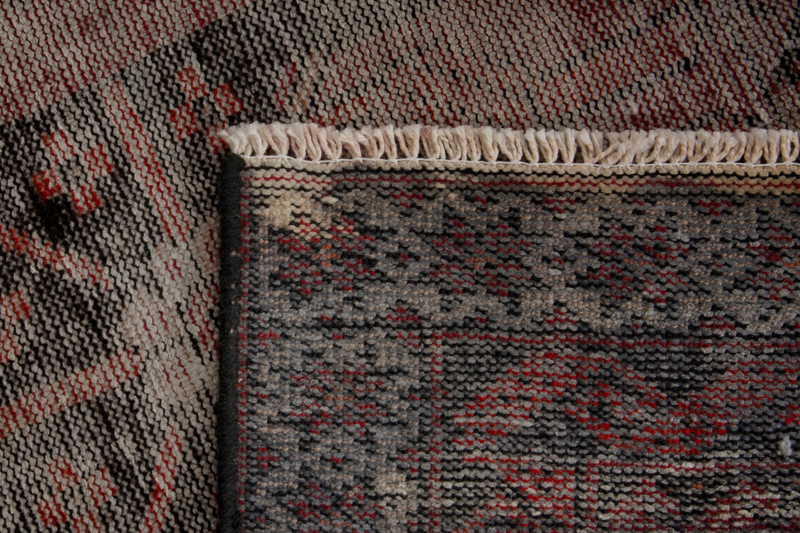 Persian Ferdos accent rug in faded red and deep red, view 18 of 18