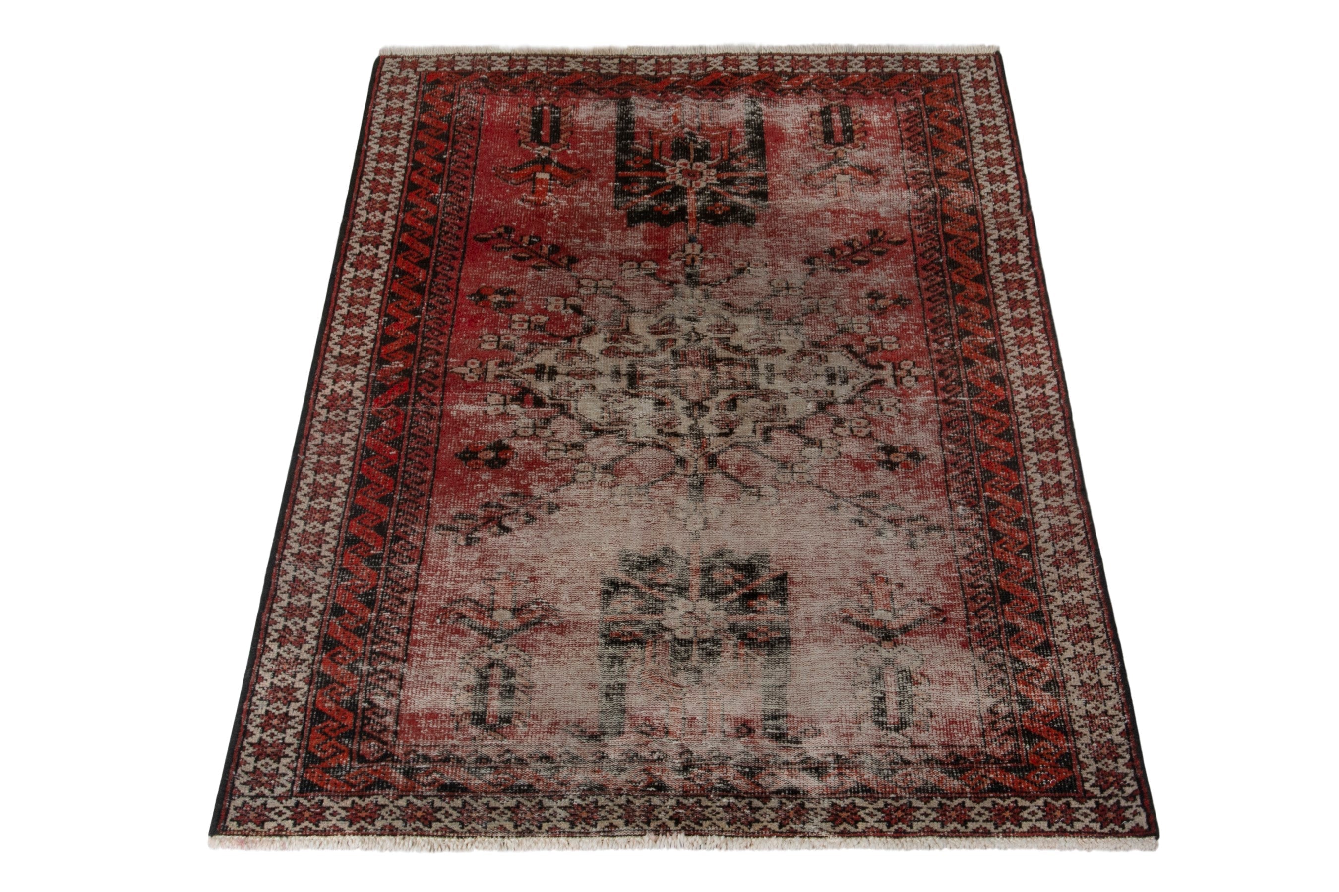 Persian Ferdos accent rug in faded red and deep red, view 2 of 18