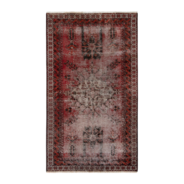 Persian Ferdos accent rug in faded red and deep red, 3'7" x 6'5"