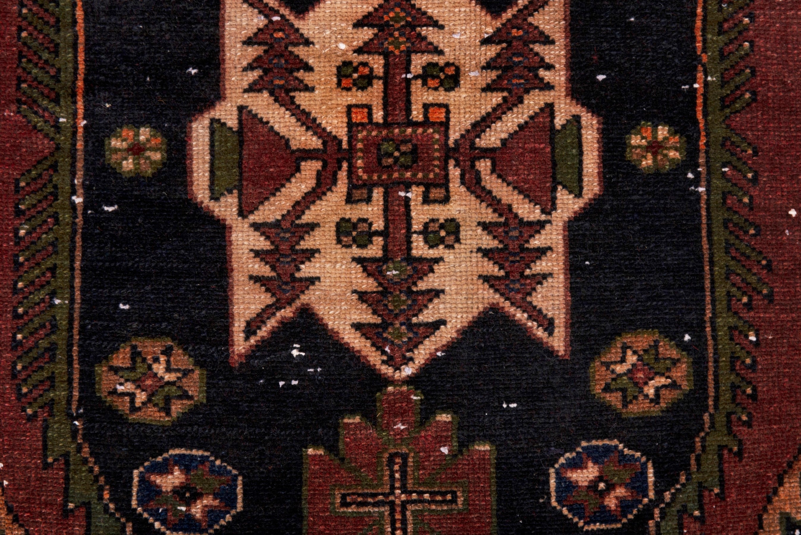 Persian Saveh accent rug in navy and rust, view 12 of 19