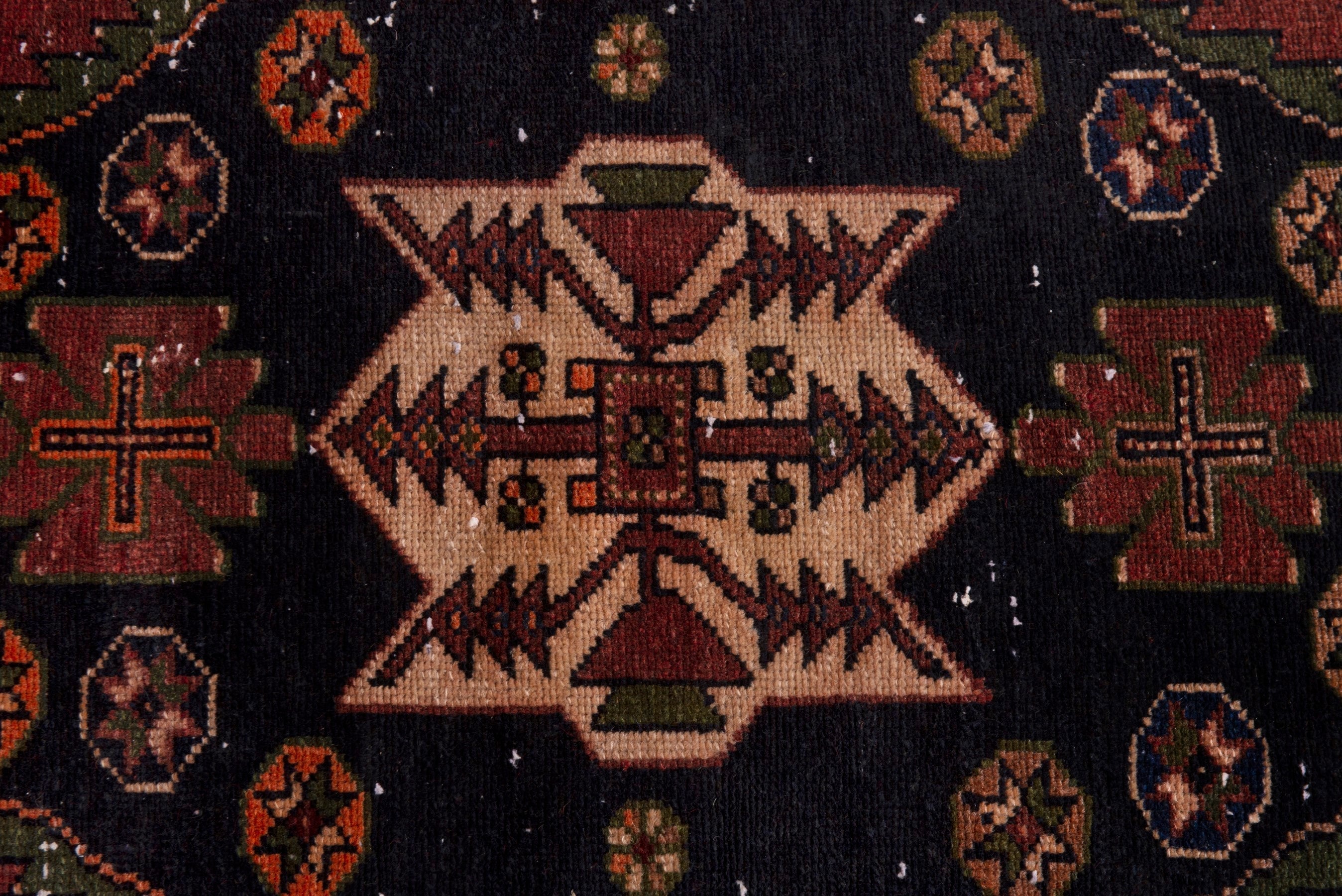 Persian Saveh accent rug in navy and rust, view 14 of 19