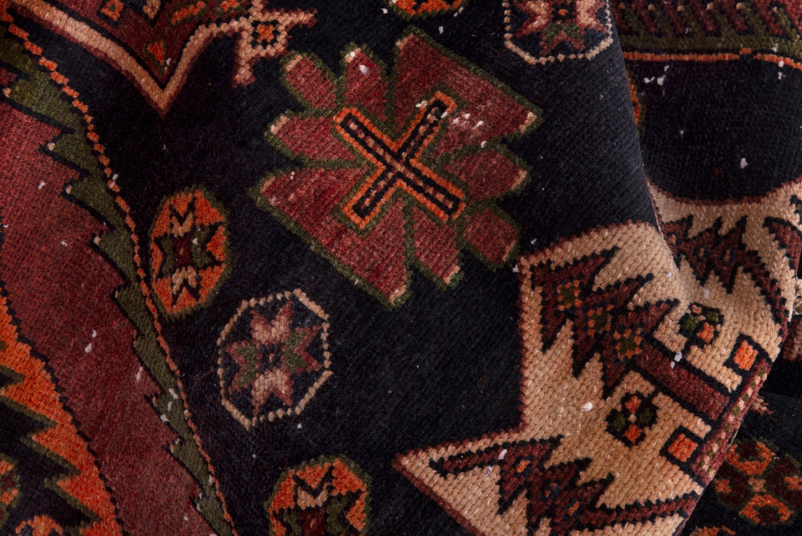 Persian Saveh accent rug in navy and rust, view 18 of 19