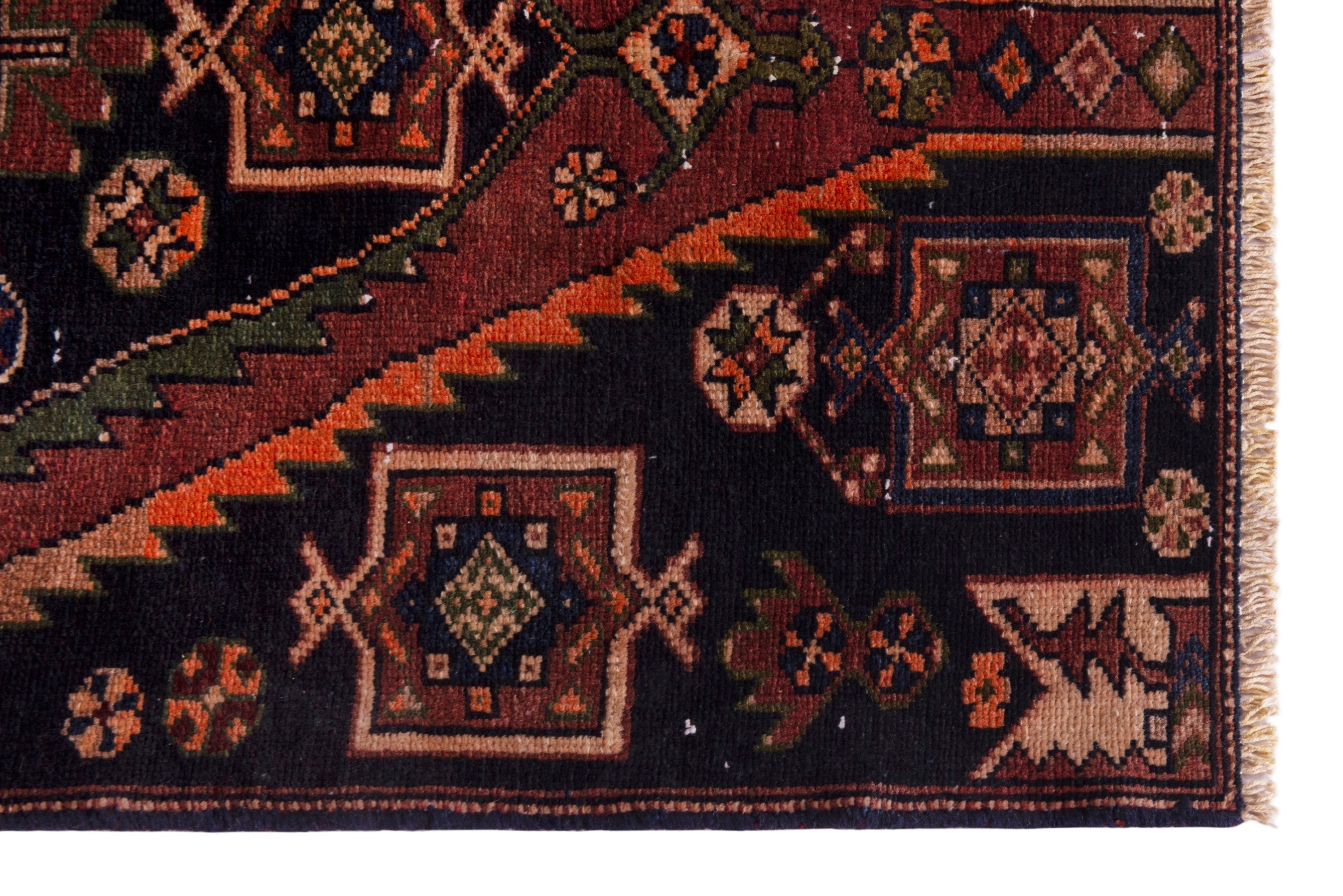 Persian Saveh accent rug in navy and rust, view 5 of 19