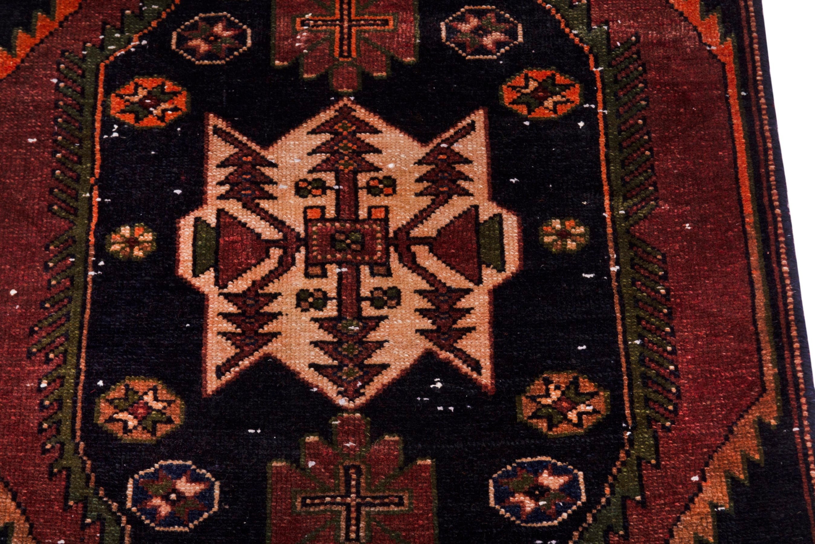 Persian Saveh accent rug in navy and rust, view 7 of 19